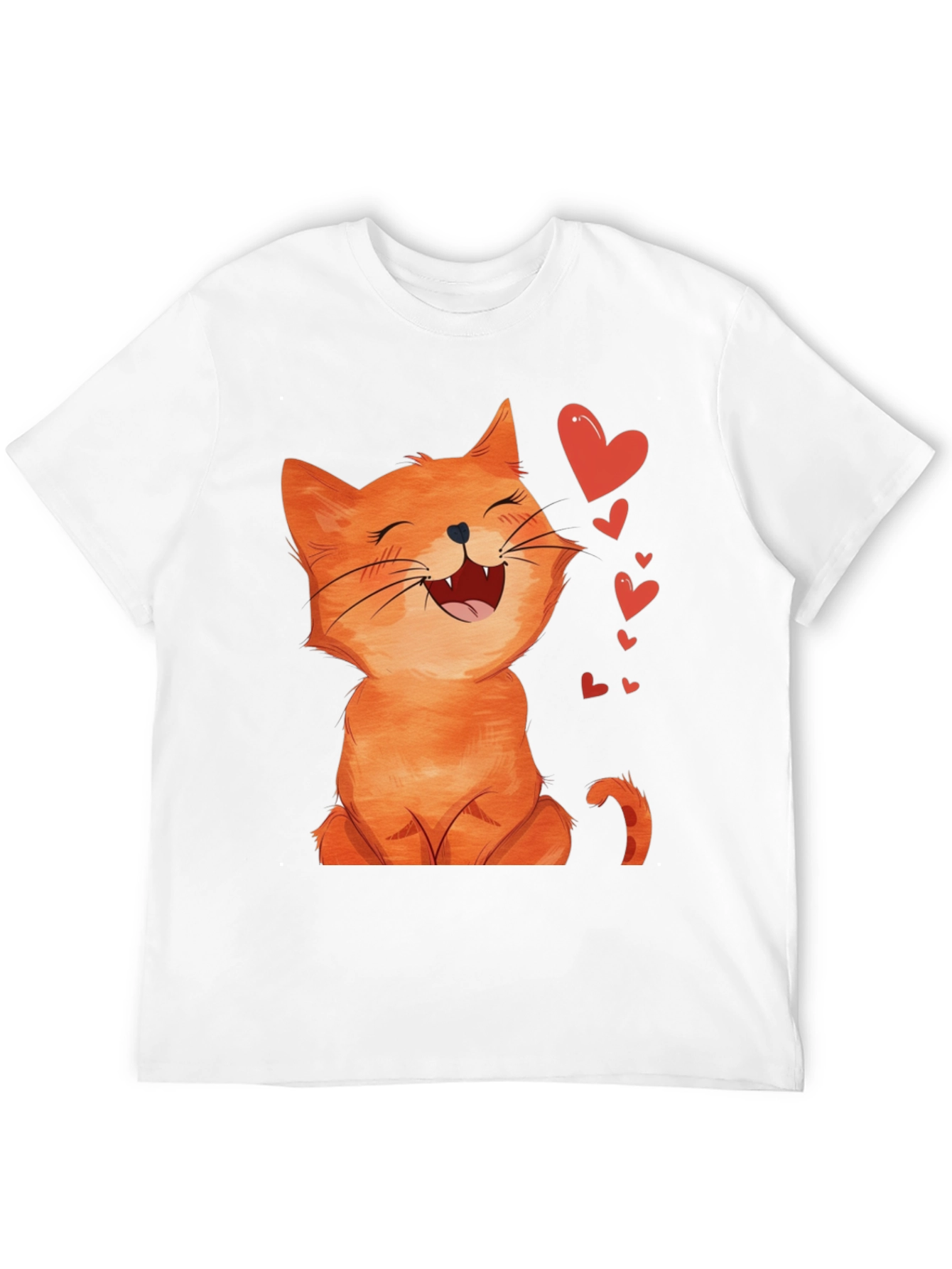 Cute Cartoon Cat Black T-Shirt