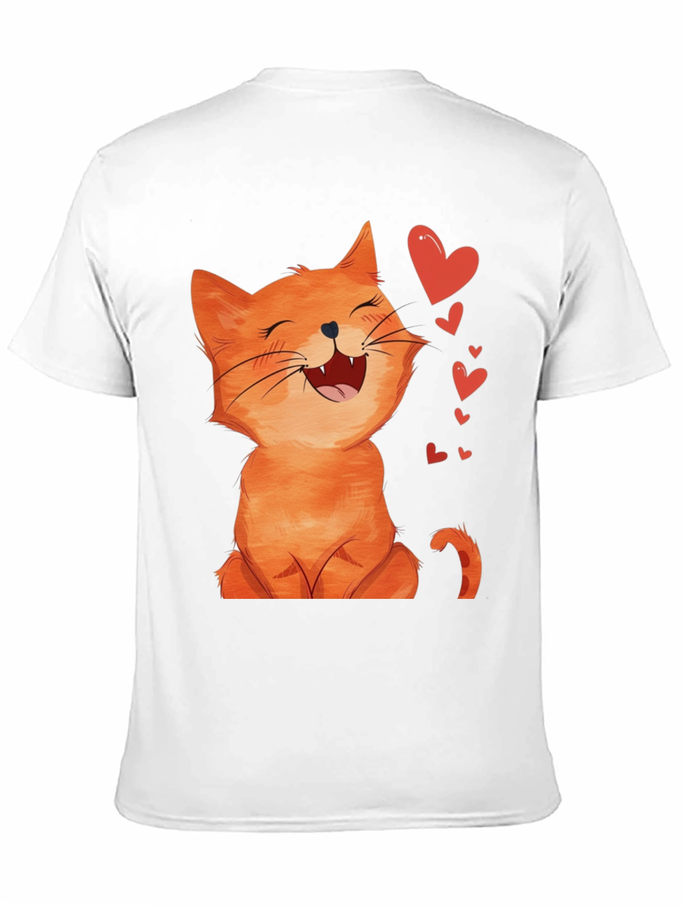 Cute Cartoon Cat Black T-Shirt
