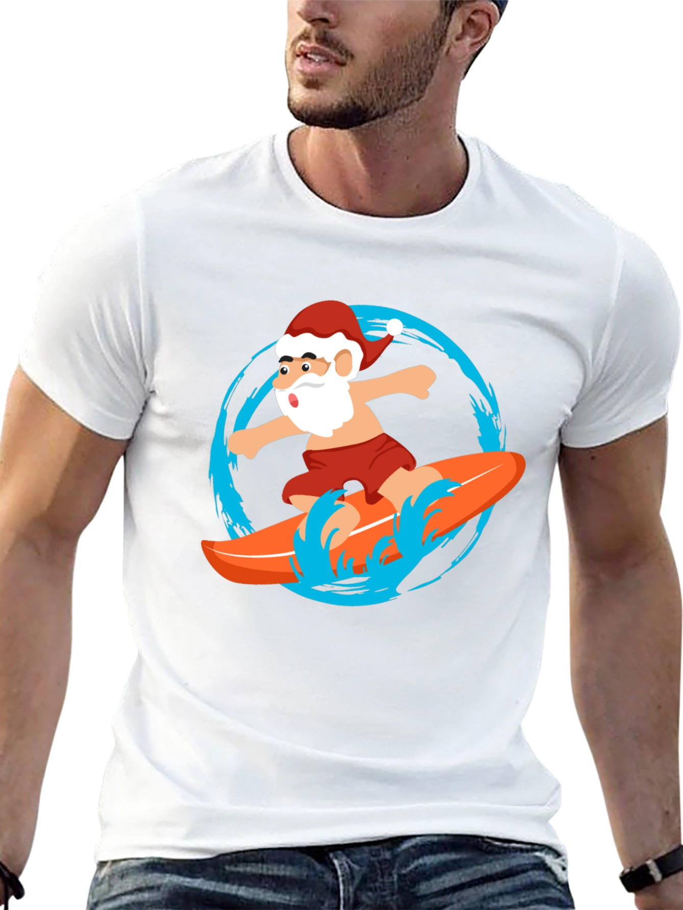 Surfing Santa Graphic Tee