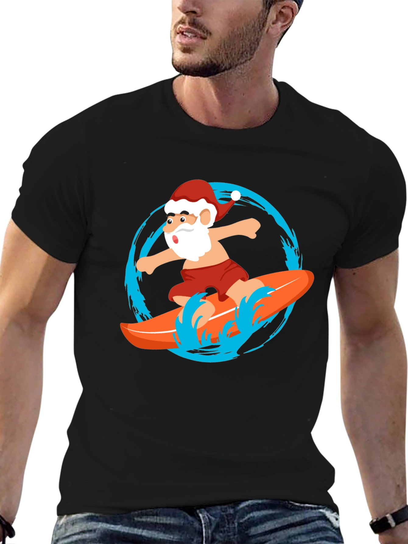 Surfing Santa Graphic Tee