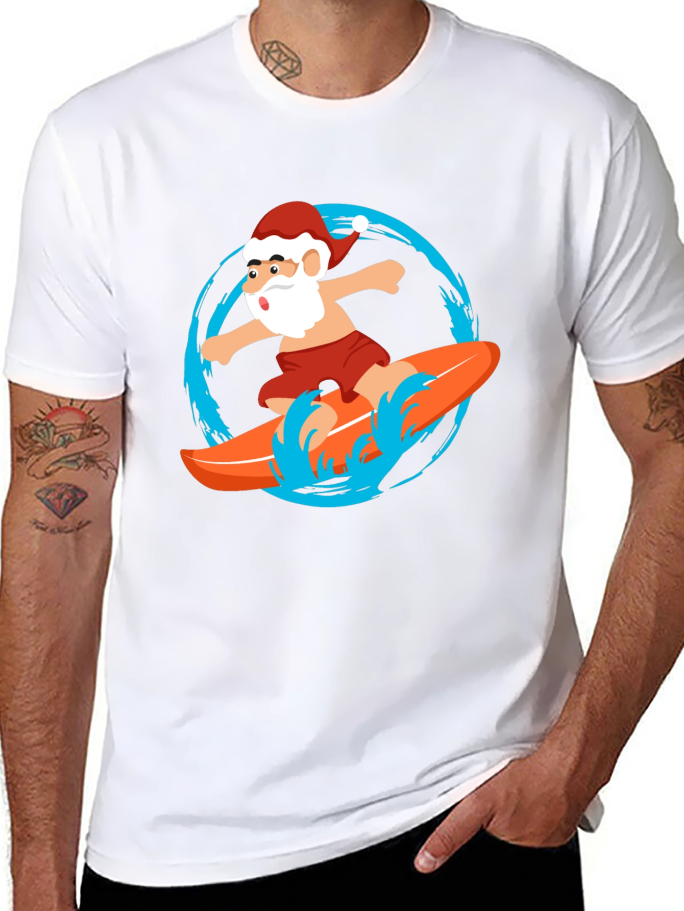 Surfing Santa Graphic Tee