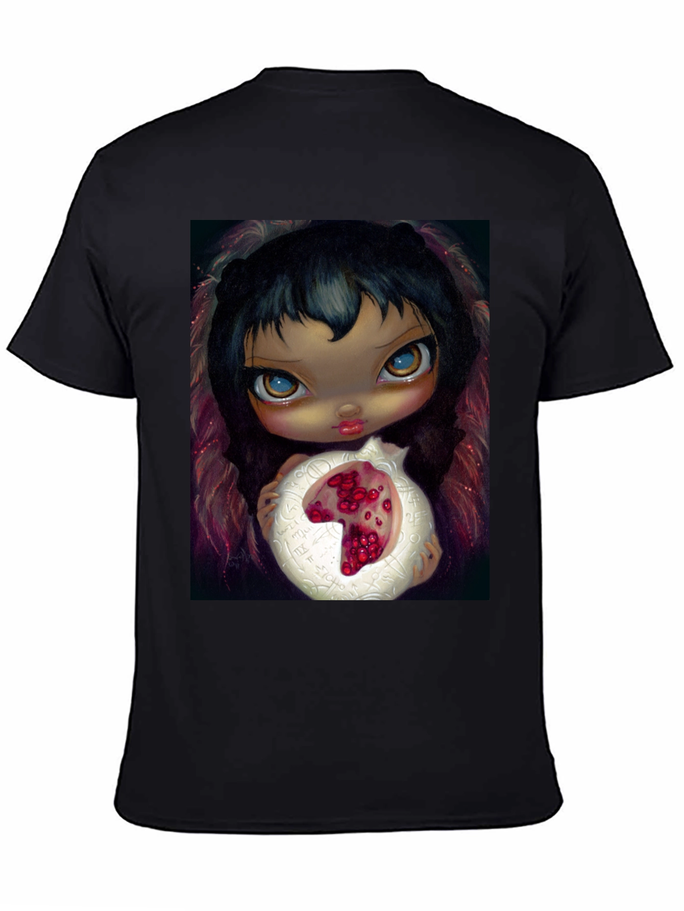 Artistic Graphic T-Shirt - Girl with Pomegranate
