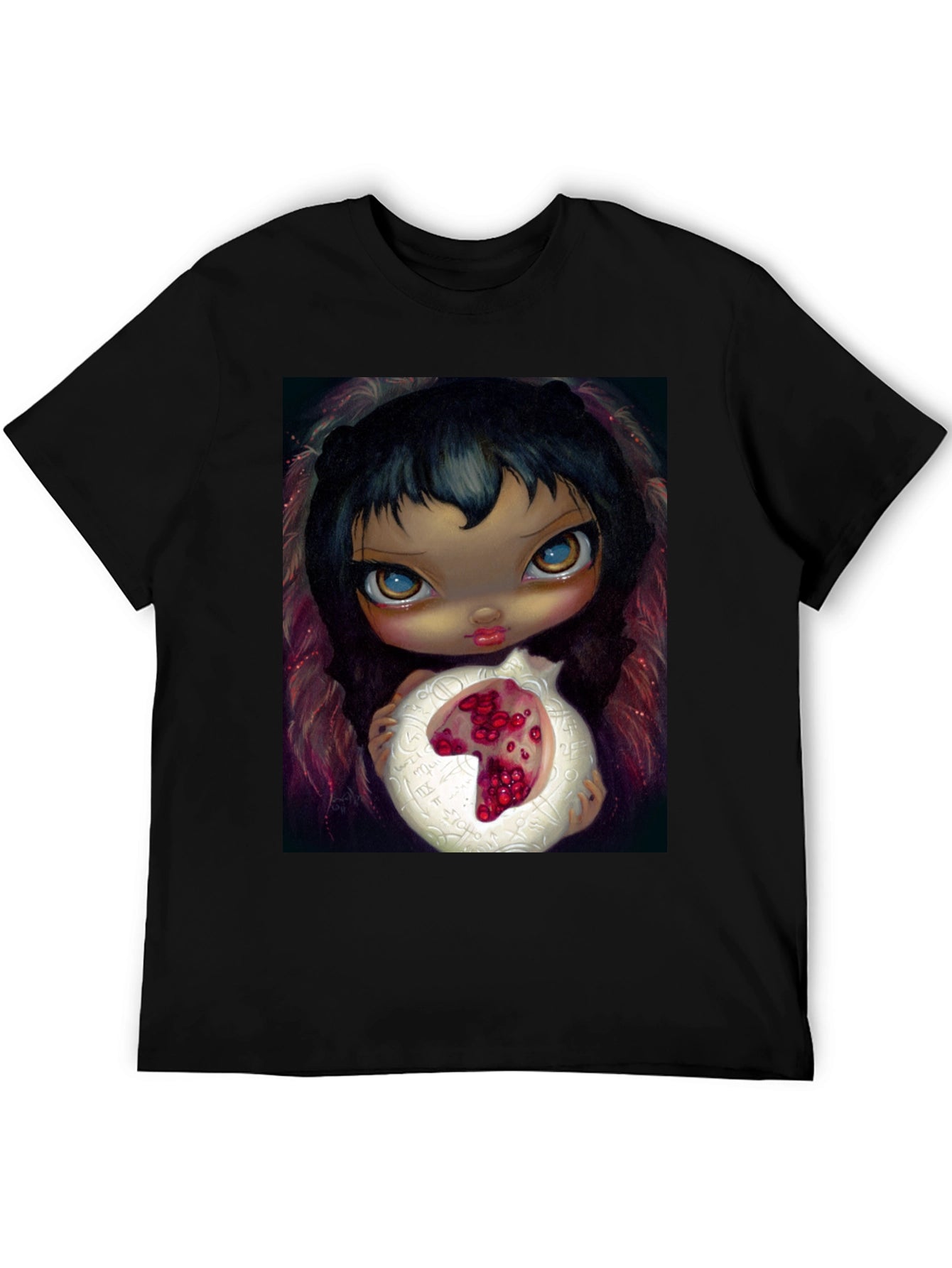 Artistic Graphic T-Shirt - Girl with Pomegranate