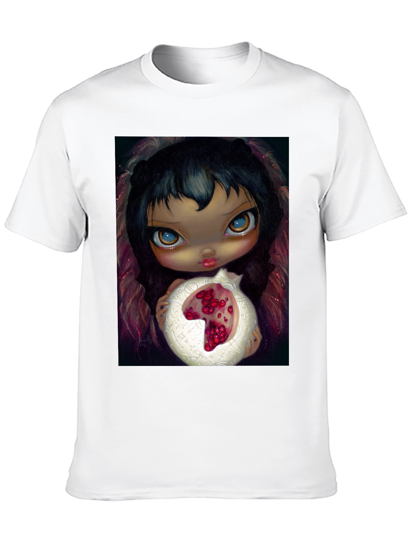 Artistic Graphic T-Shirt - Girl with Pomegranate