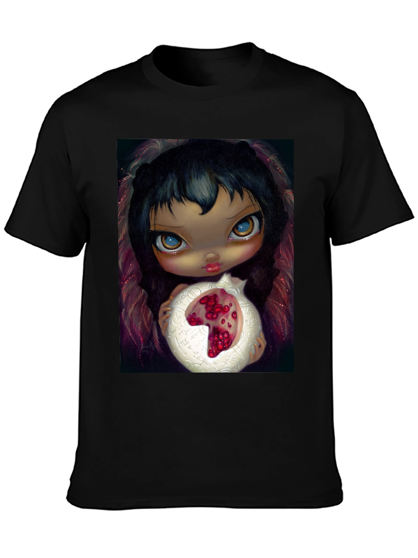 Artistic Graphic T-Shirt - Girl with Pomegranate