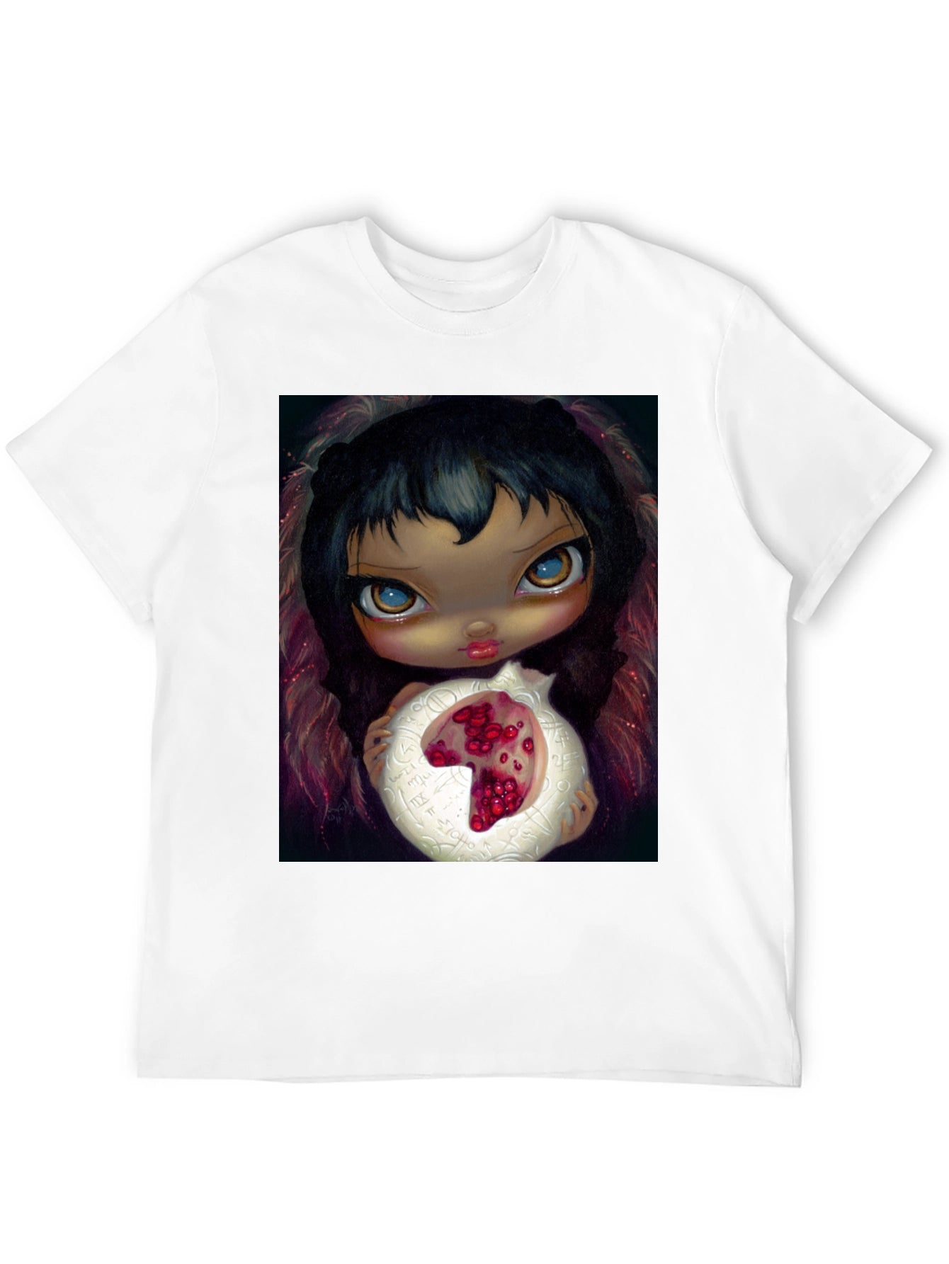 Artistic Graphic T-Shirt - Girl with Pomegranate
