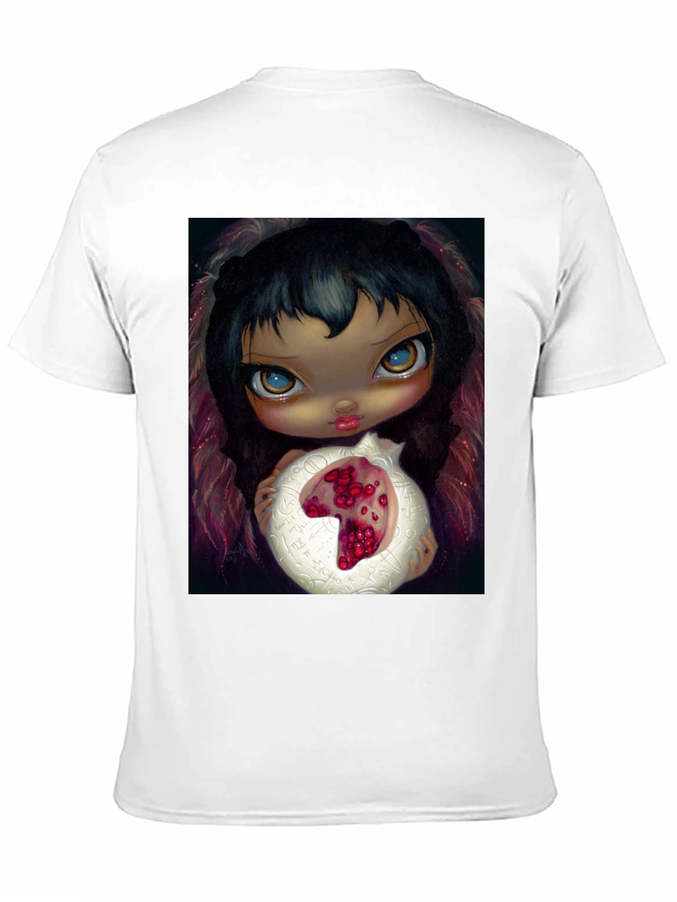 Artistic Graphic T-Shirt - Girl with Pomegranate