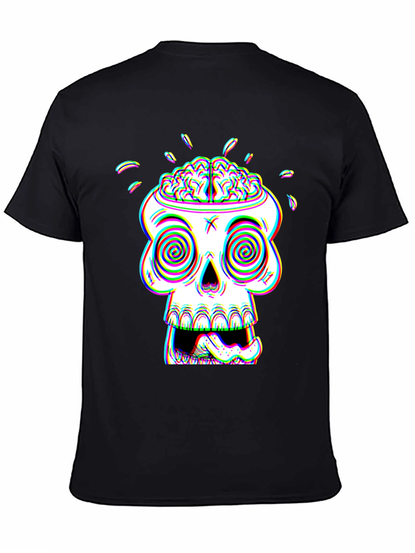 Psychedelic Skull Graphic Tee - Brain Out
