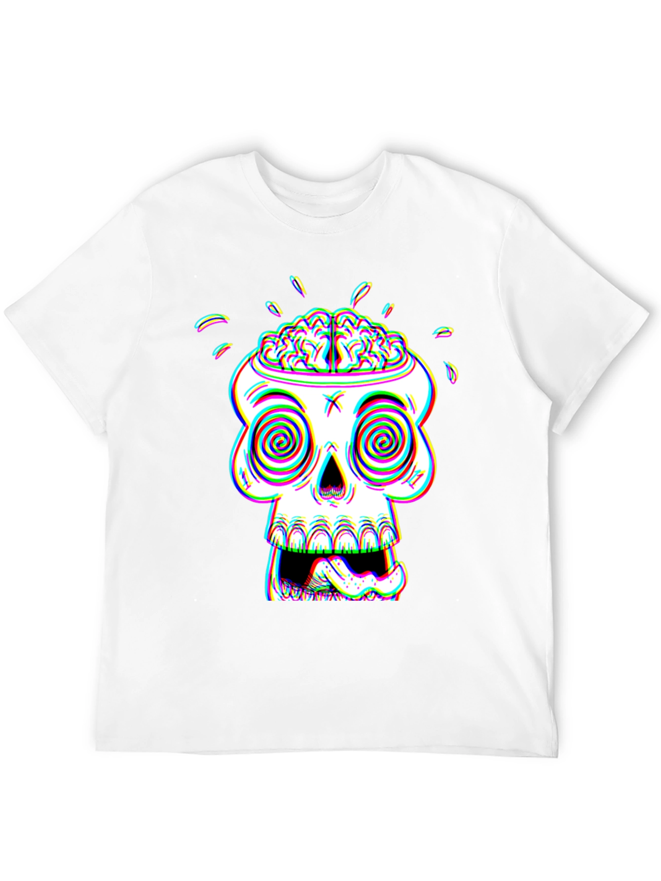 Psychedelic Skull Graphic Tee - Brain Out
