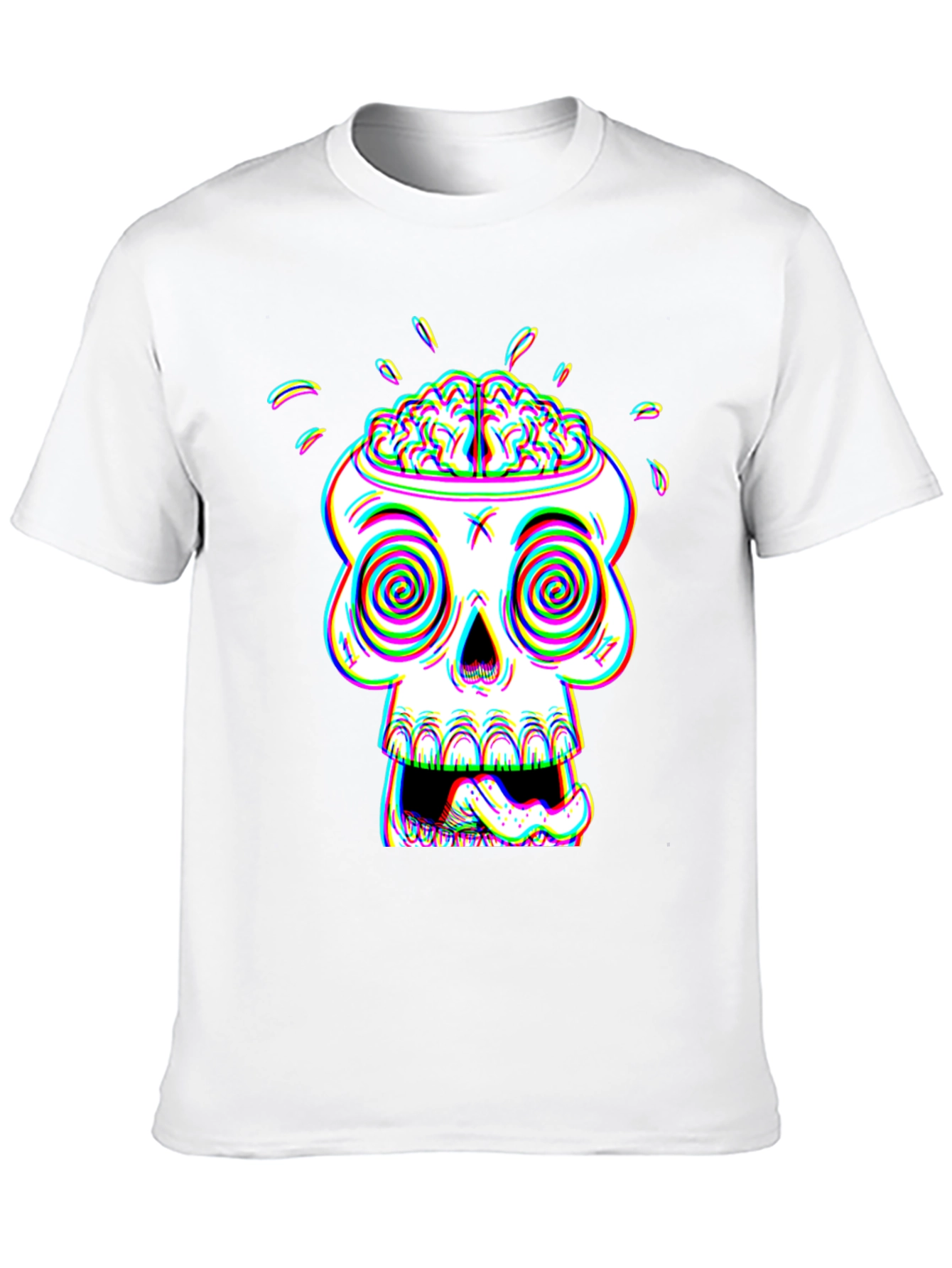 Psychedelic Skull Graphic Tee - Brain Out