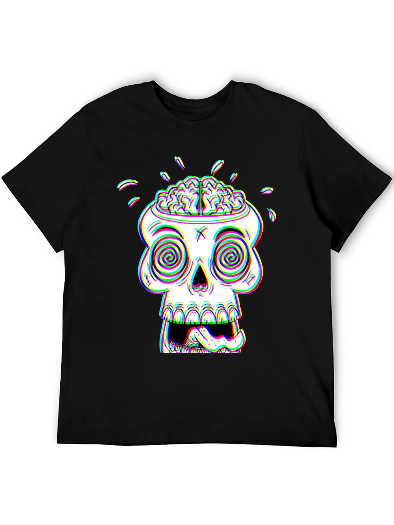 Psychedelic Skull Graphic Tee - Brain Out