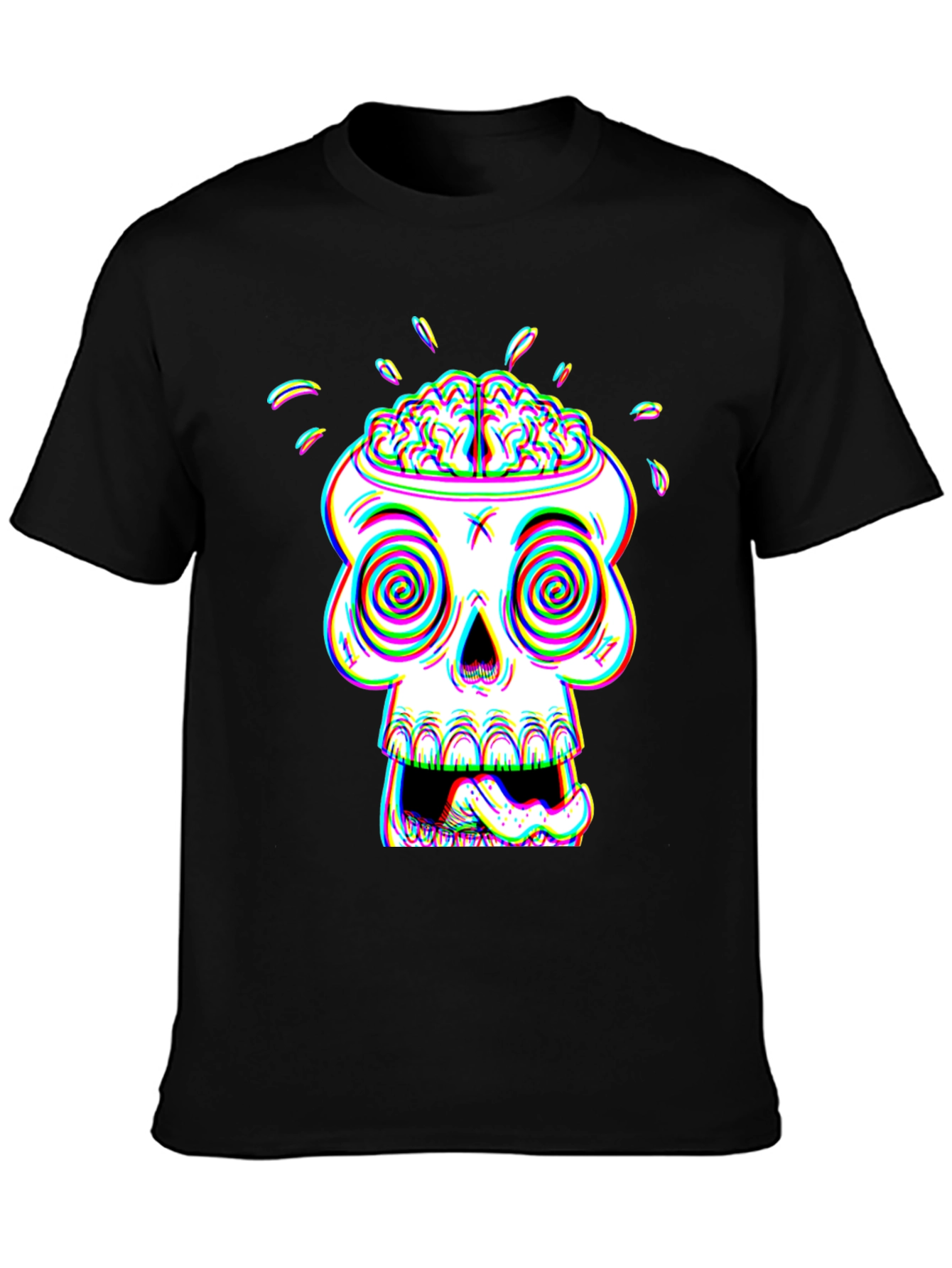 Psychedelic Skull Graphic Tee - Brain Out