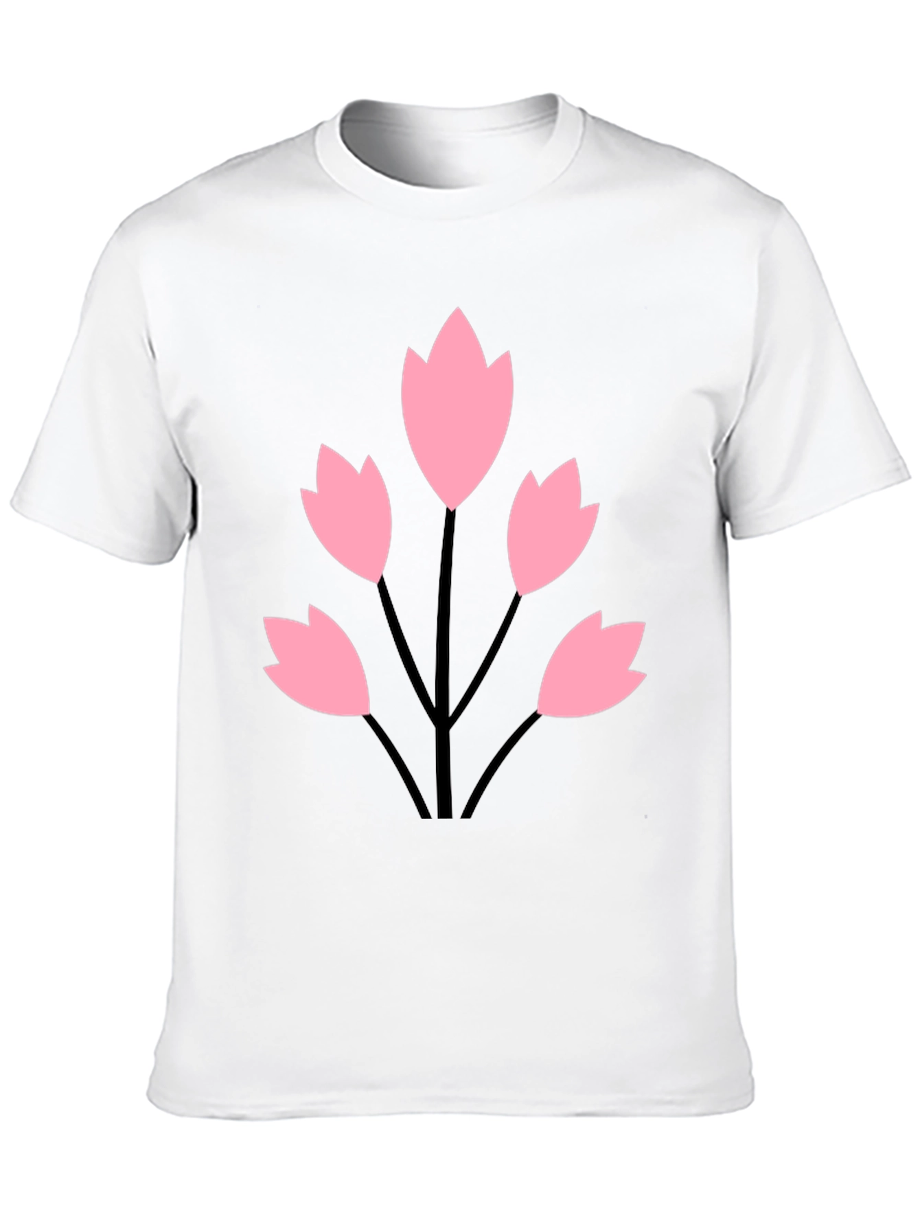 Black Tee with Floral Graphic