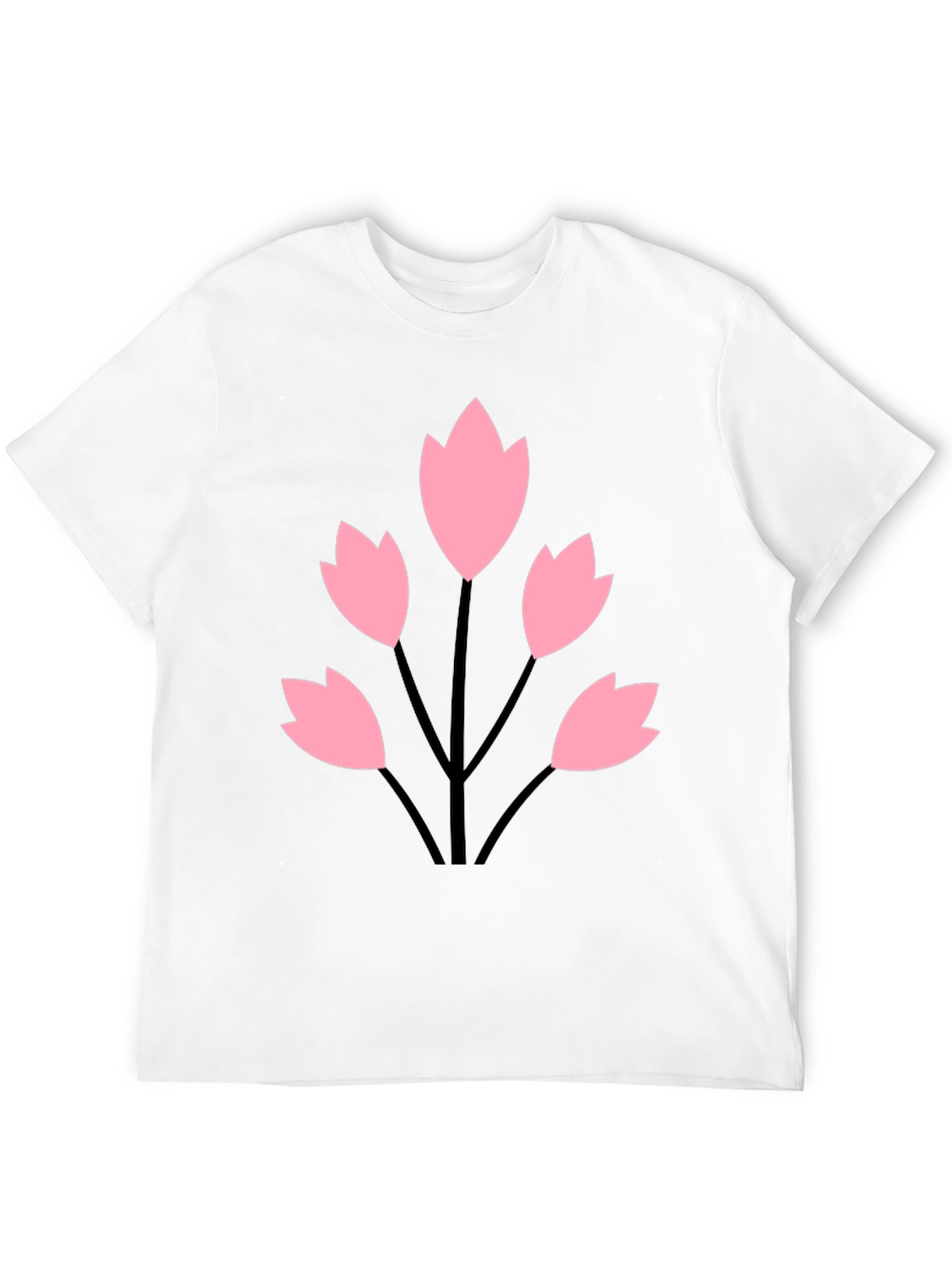 Black Tee with Floral Graphic
