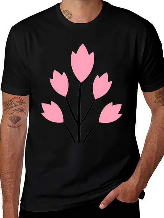 Black Tee with Floral Graphic