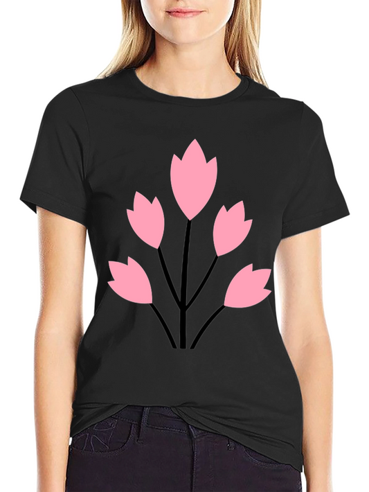 Black Tee with Floral Graphic