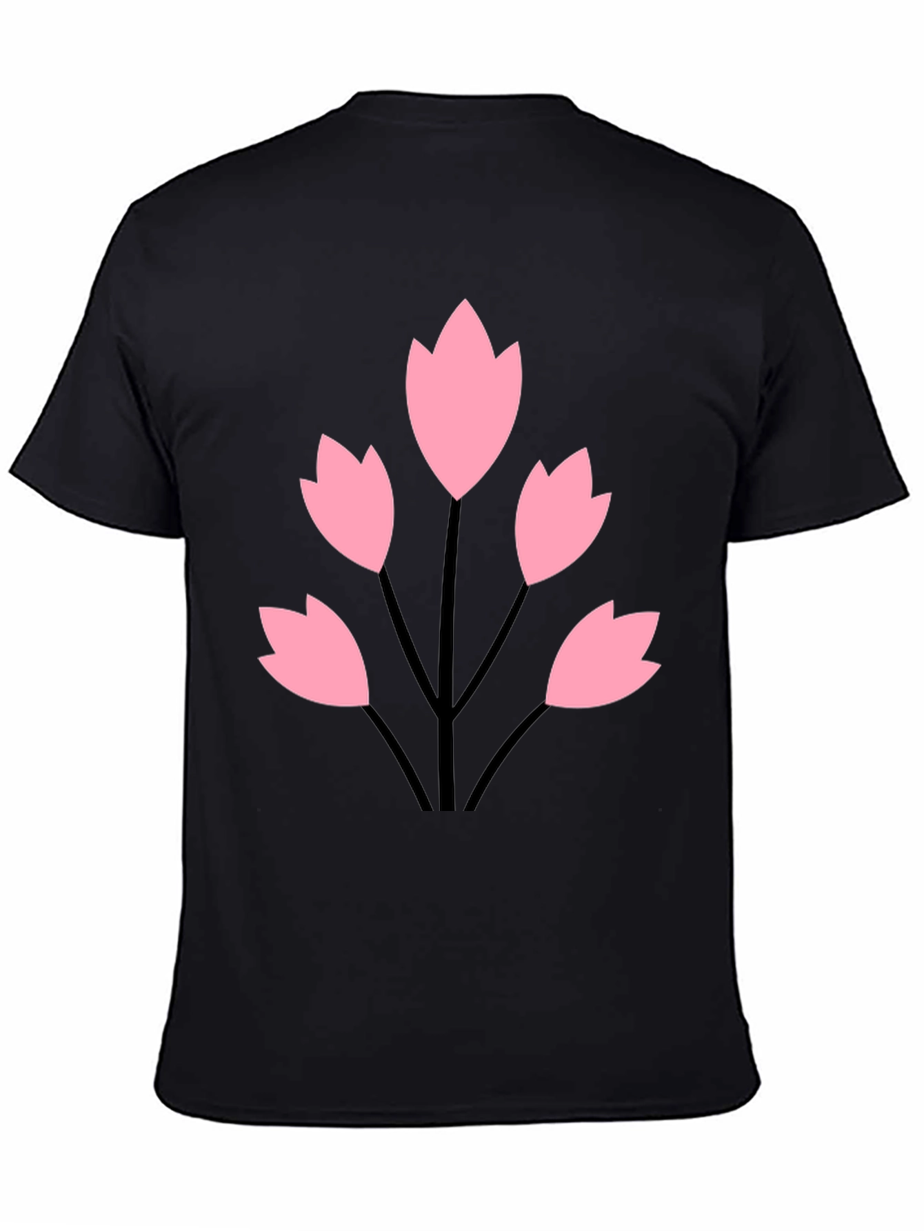 Black Tee with Floral Graphic