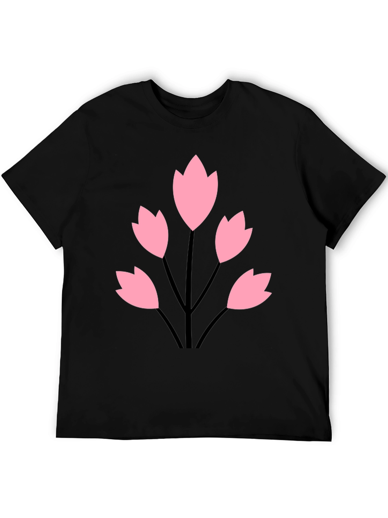 Black Tee with Floral Graphic