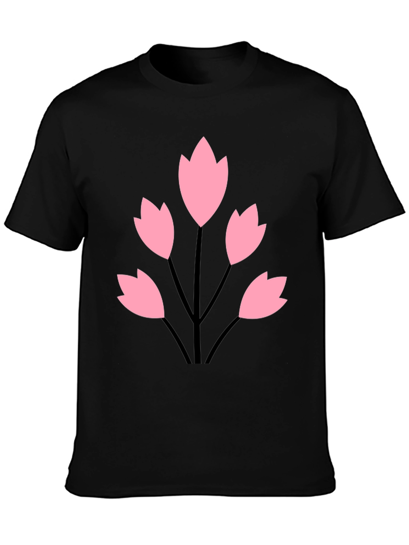 Black Tee with Floral Graphic