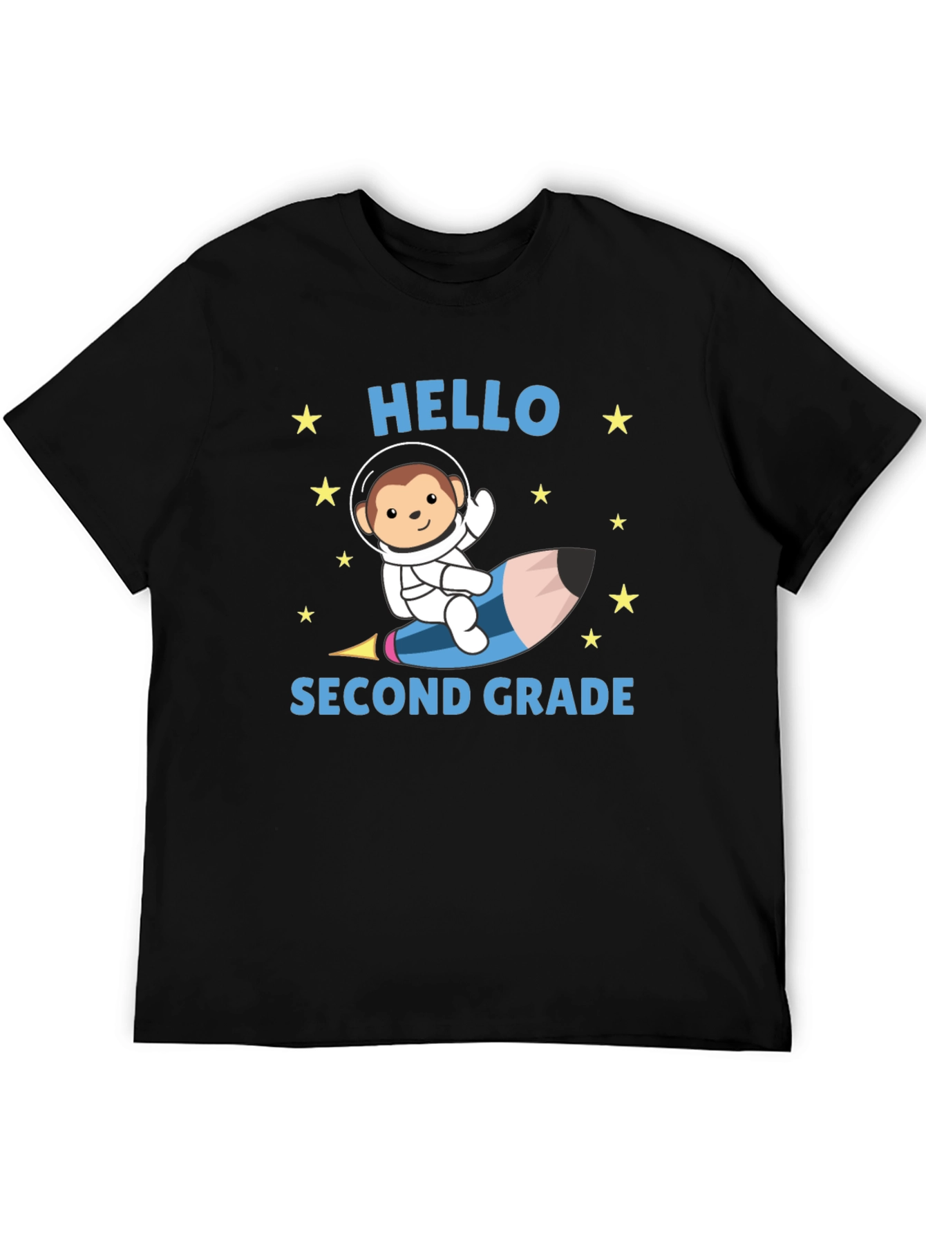 Hello Second Grade T-Shirt - Monkey Astronaut Pencil Rocket
