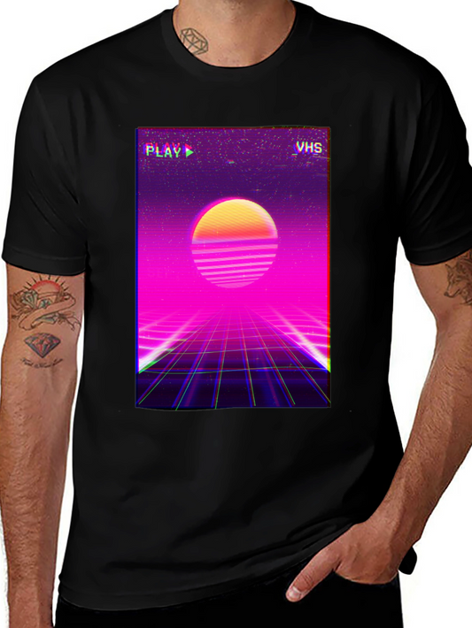 Retro VHS Sunset T-Shirt - 80s Style Tee