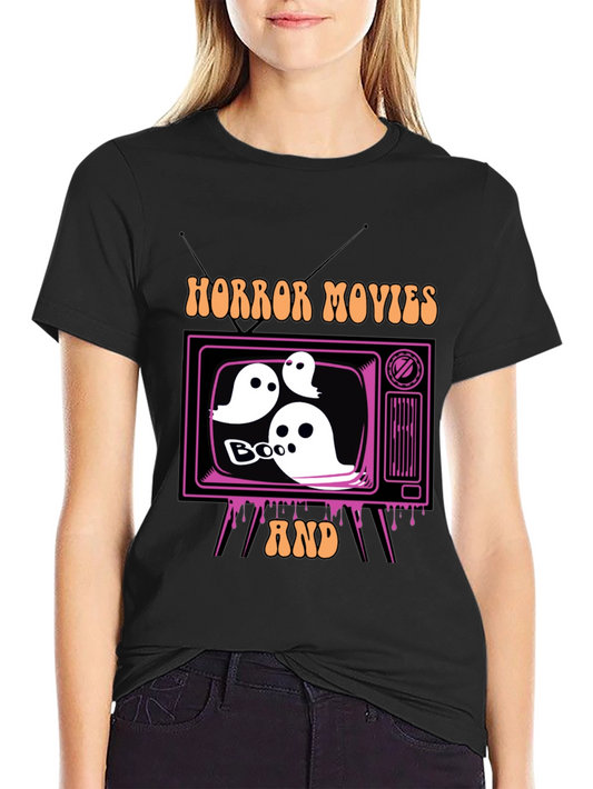 Horror Movies and Boo T-Shirt - Retro Halloween Tee