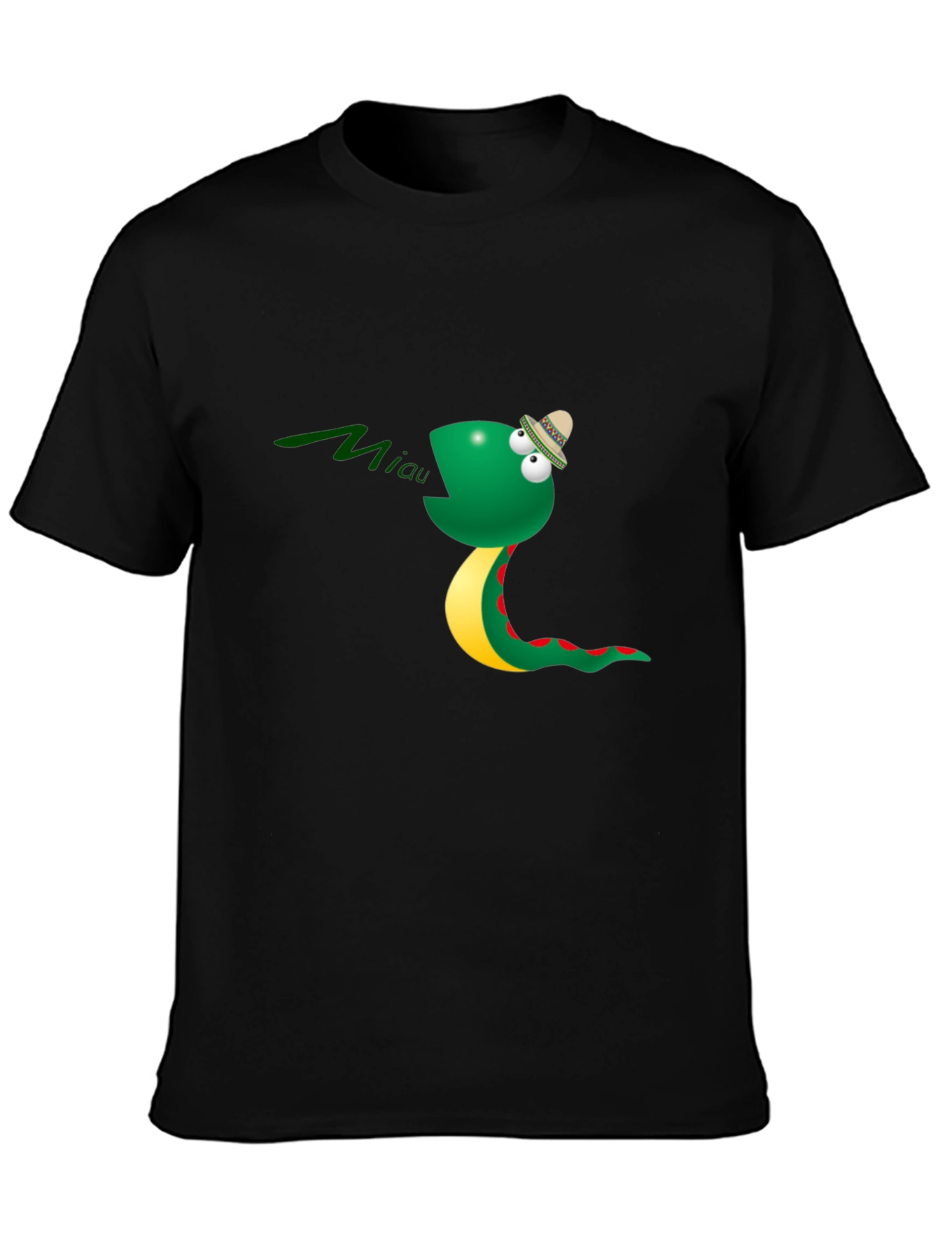 Funny Snake Miaow Black T-Shirt