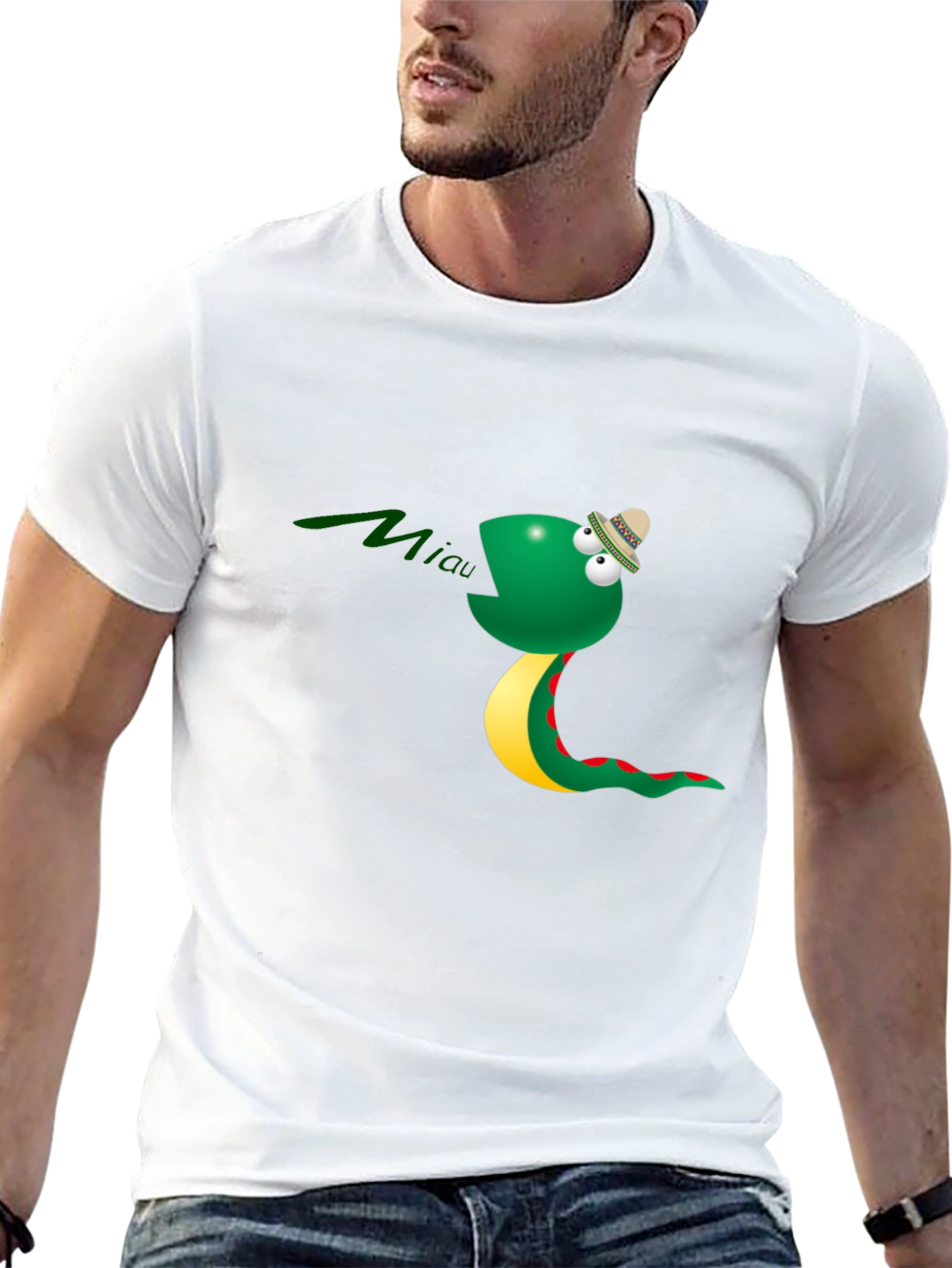 Funny Snake Miaow Black T-Shirt