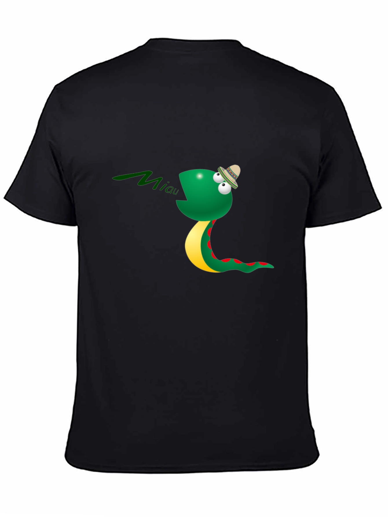 Funny Snake Miaow Black T-Shirt