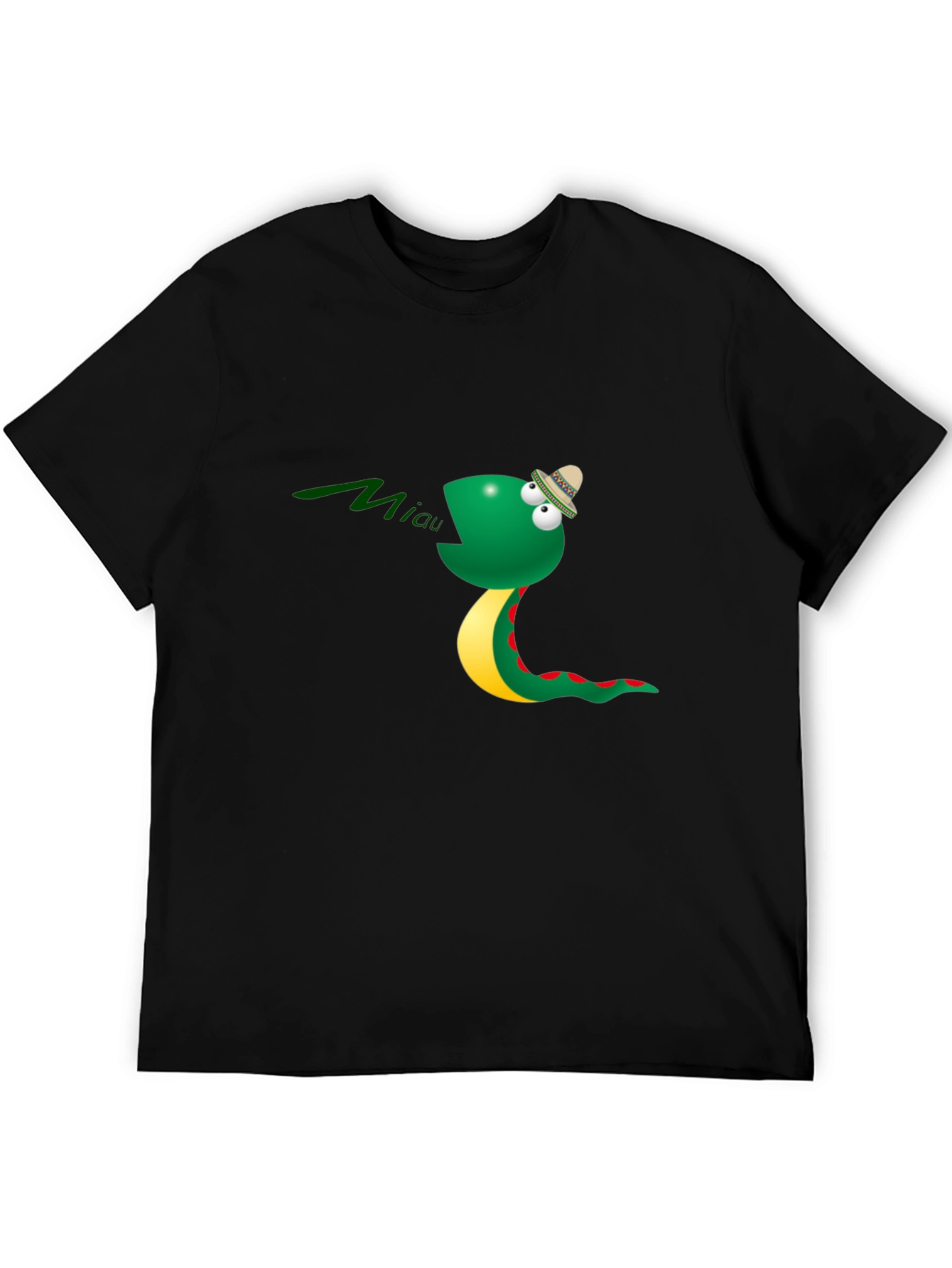 Funny Snake Miaow Black T-Shirt