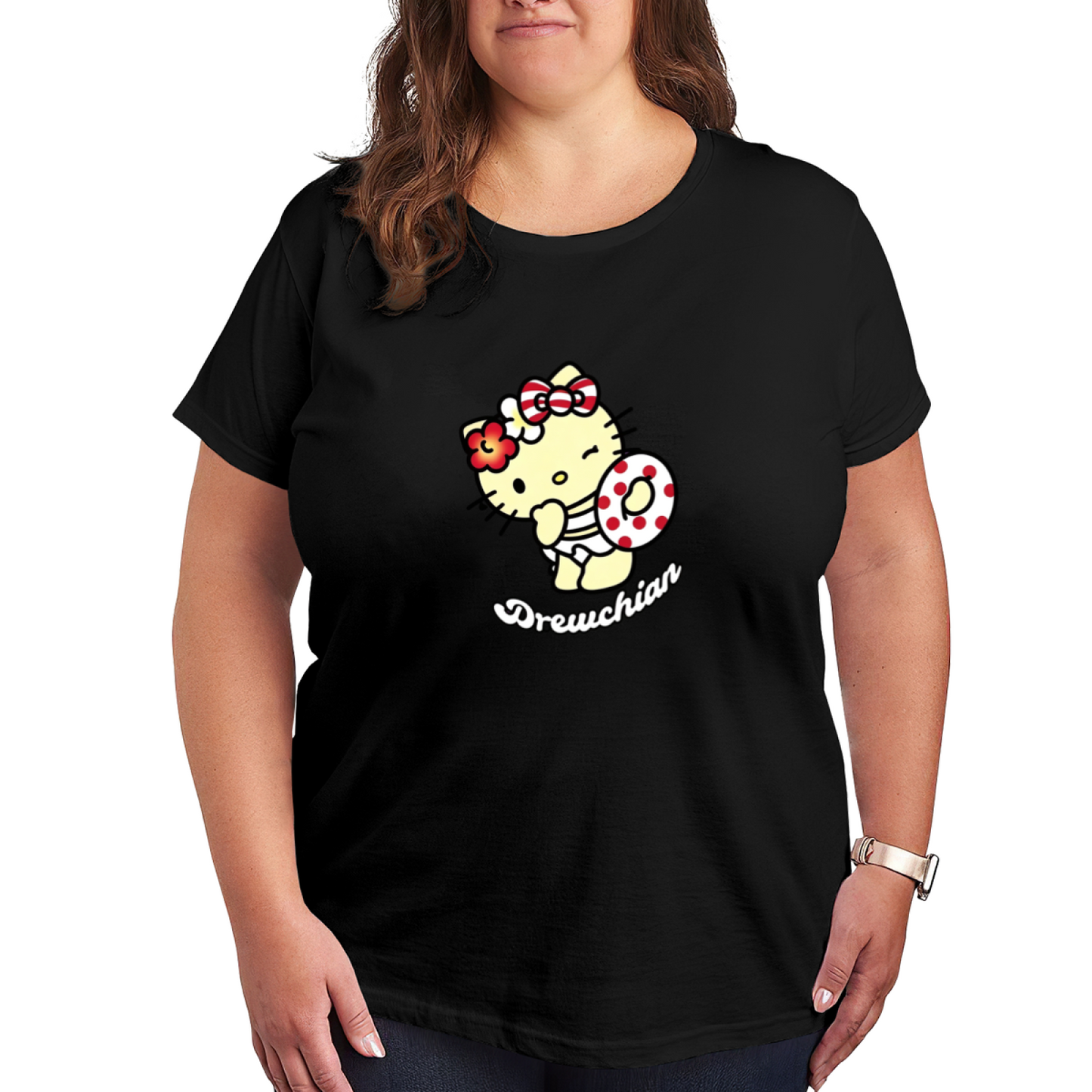 Retro Trendy Pattern Stylish Plus Size Women Casual Tee