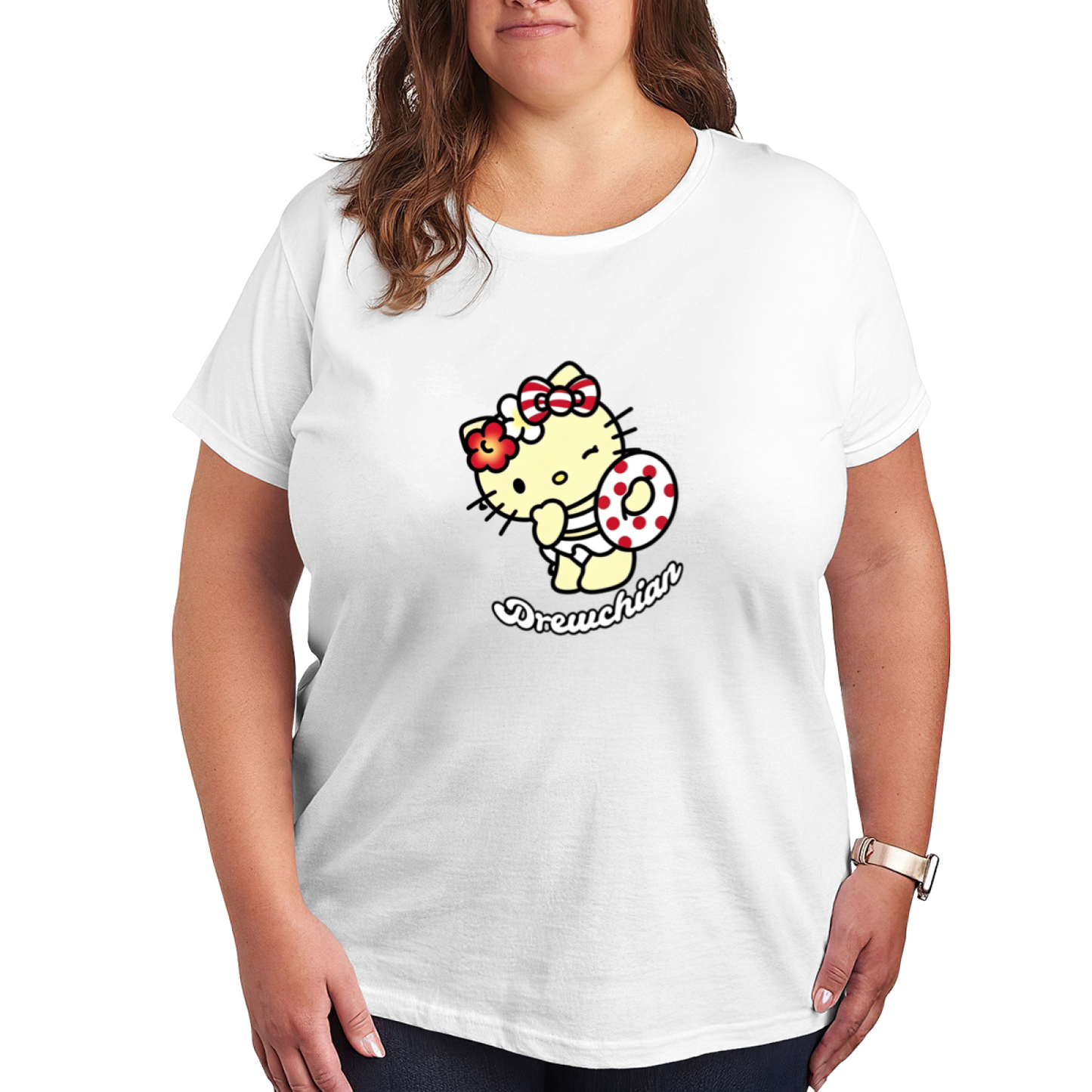 Retro Trendy Pattern Stylish Plus Size Women Casual Tee
