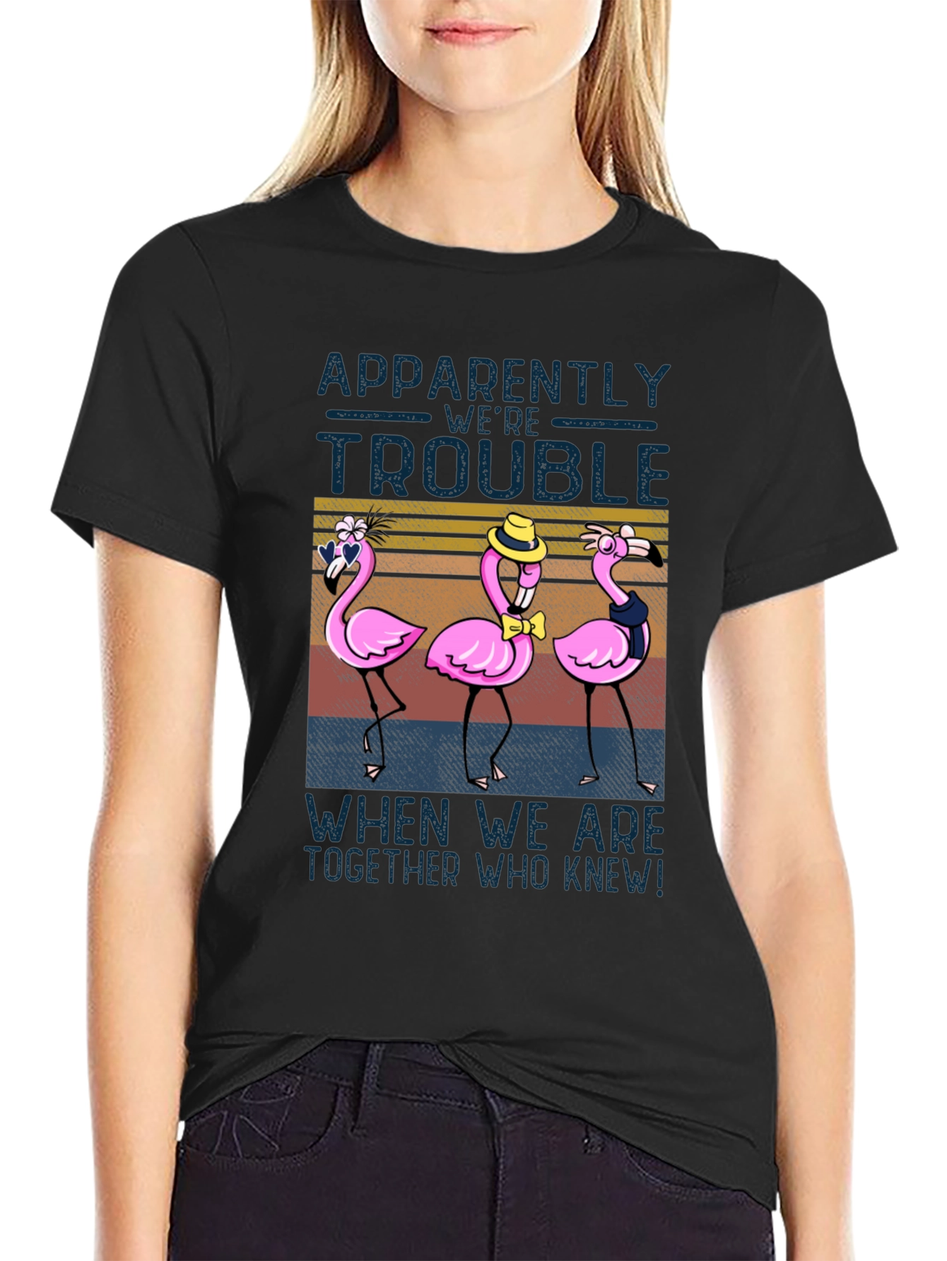 Funny Flamingo Trouble T-Shirt - Novelty Design
