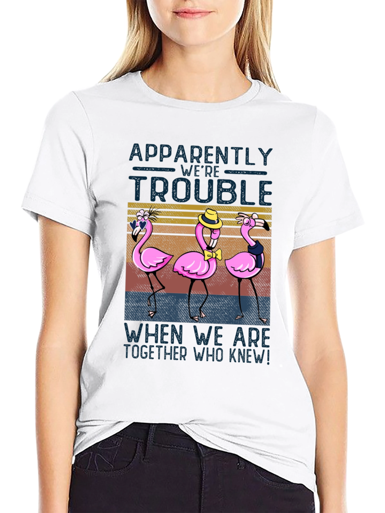 Funny Flamingo Trouble T-Shirt - Novelty Design
