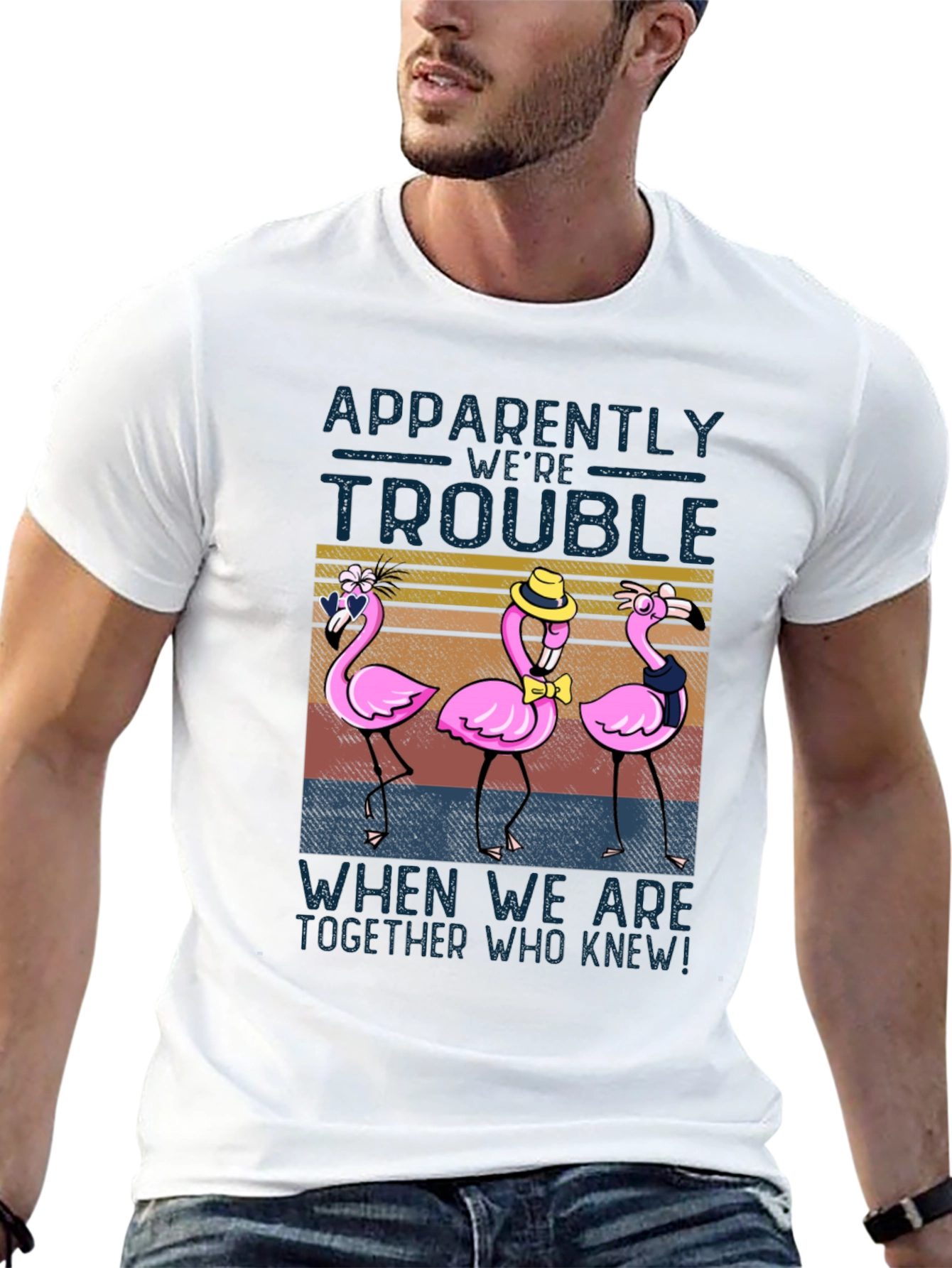 Funny Flamingo Trouble T-Shirt - Novelty Design