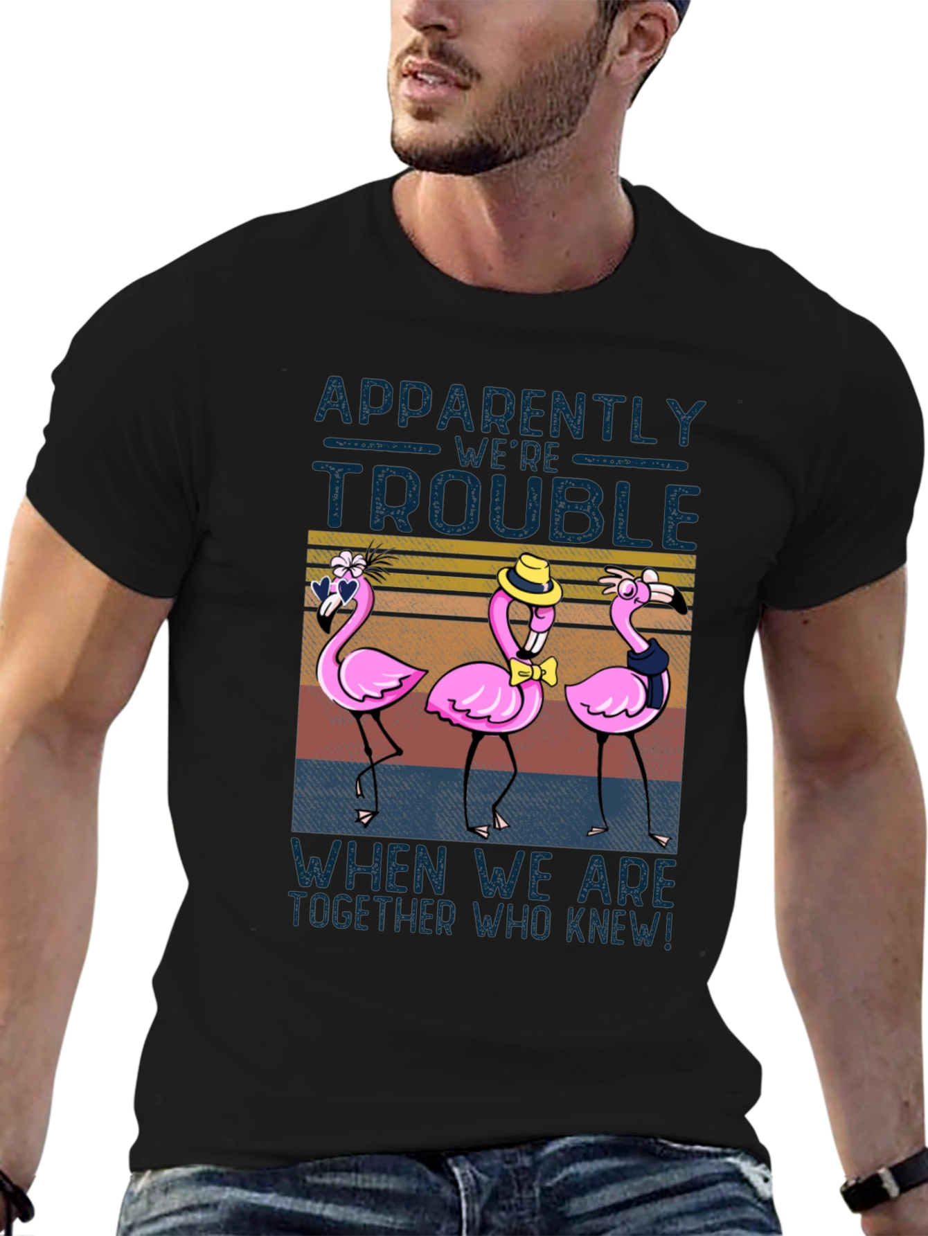 Funny Flamingo Trouble T-Shirt - Novelty Design