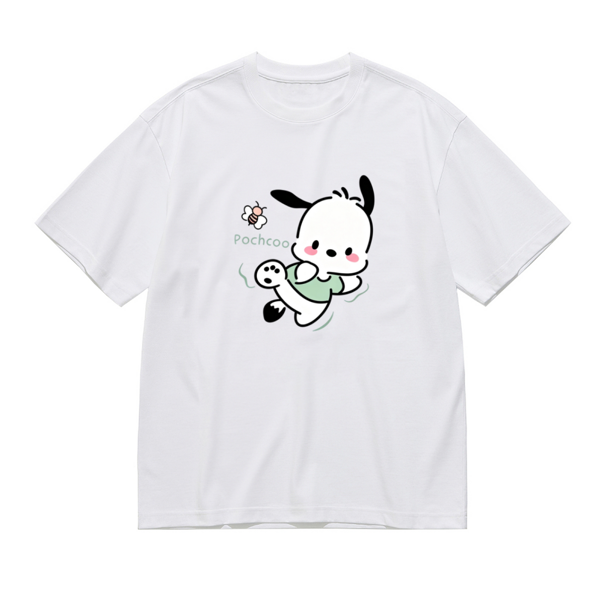 Playful Pochacco With Little Bee Graphic Plus Size Women Daily T?Shirt