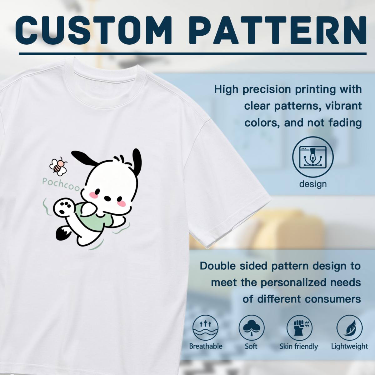 Playful Pochacco With Little Bee Graphic Plus Size Women Daily T?Shirt