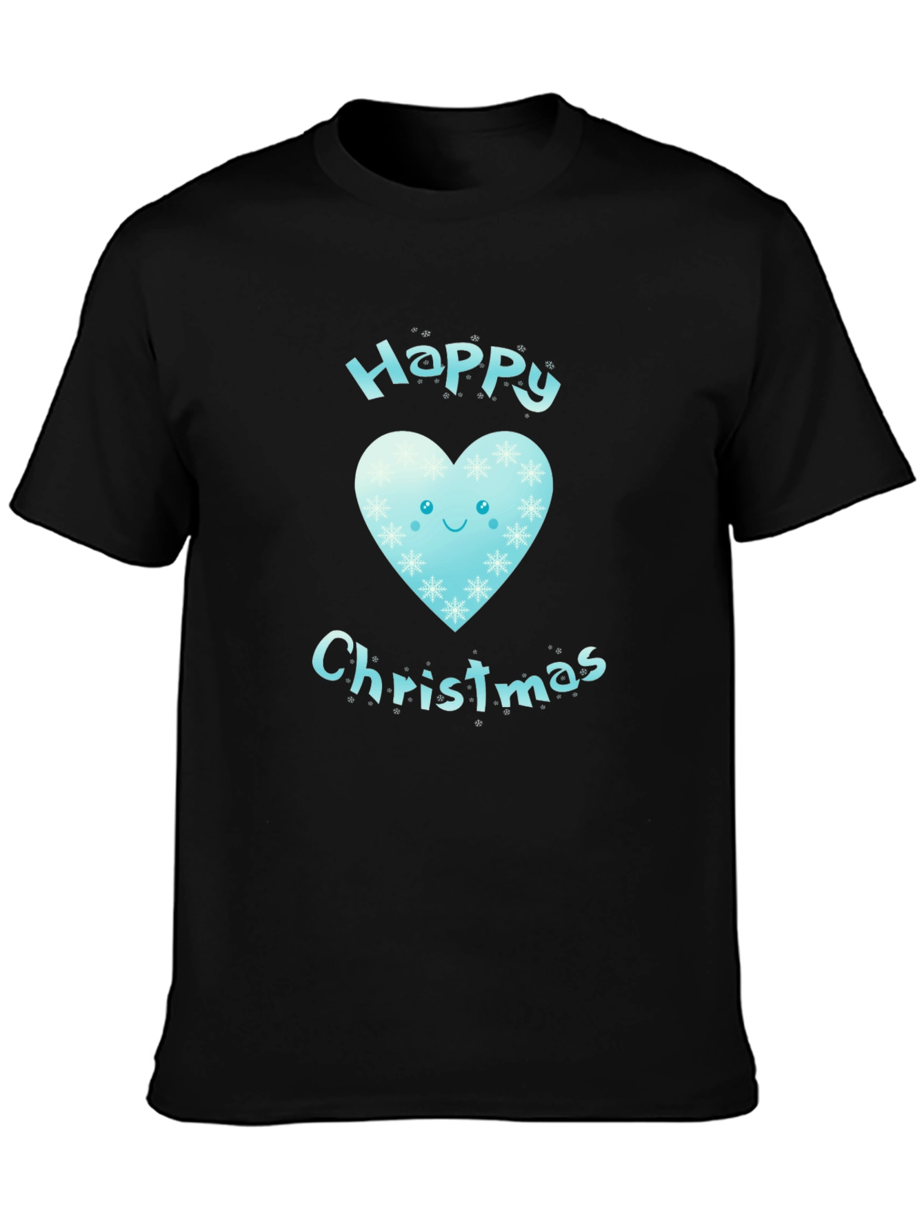 Happy Christmas Heart Graphic Tee - Black
