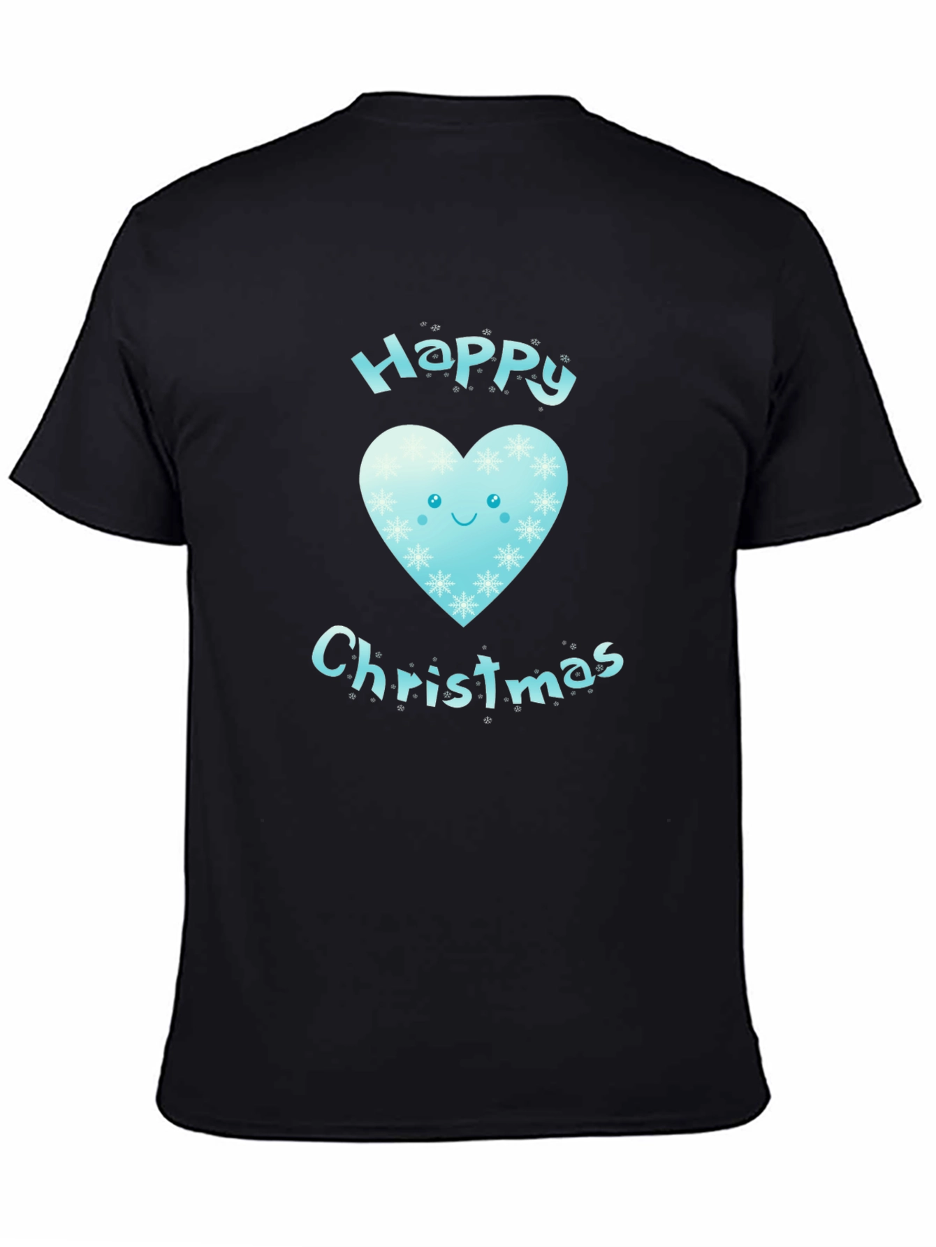 Happy Christmas Heart Graphic Tee - Black
