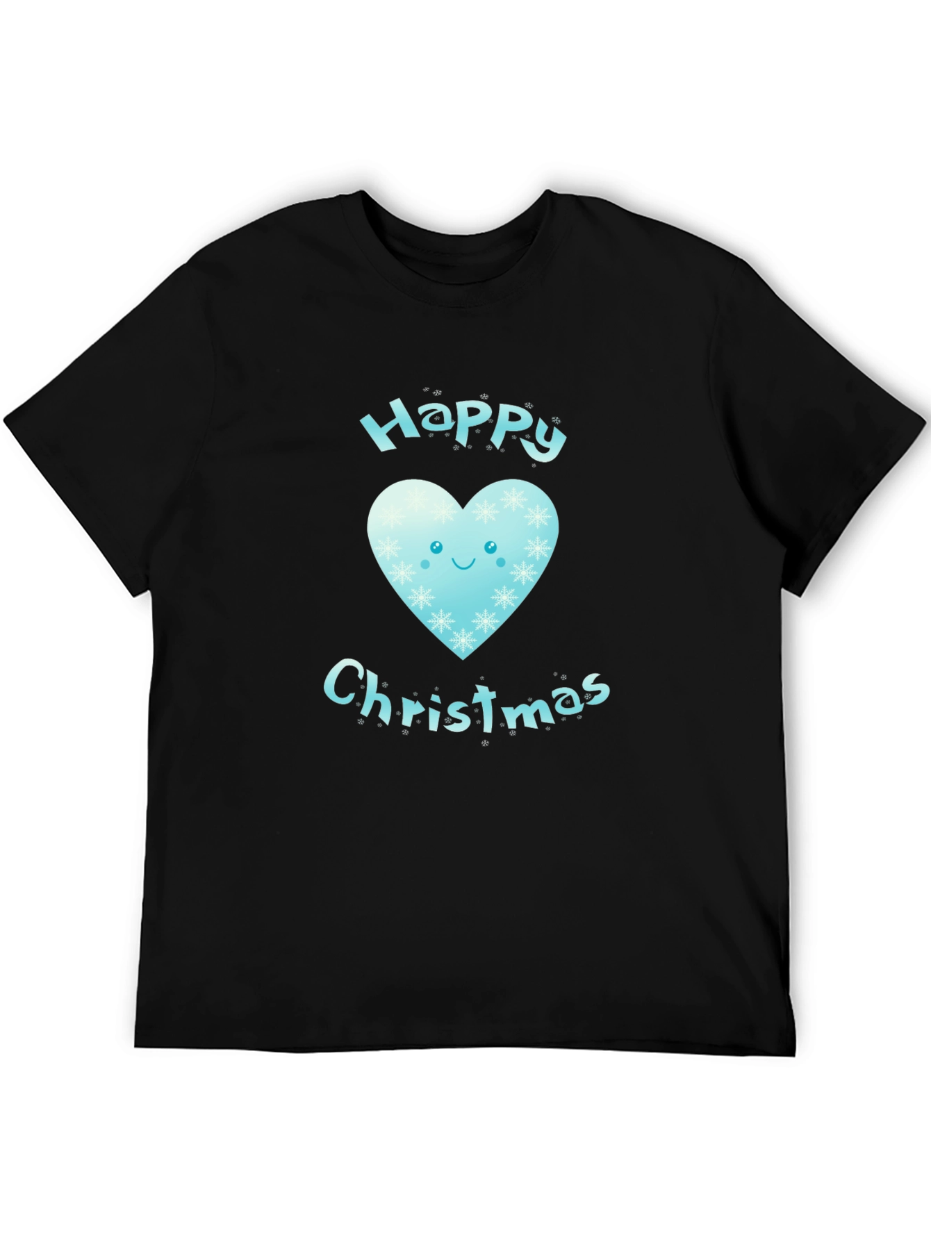 Happy Christmas Heart Graphic Tee - Black
