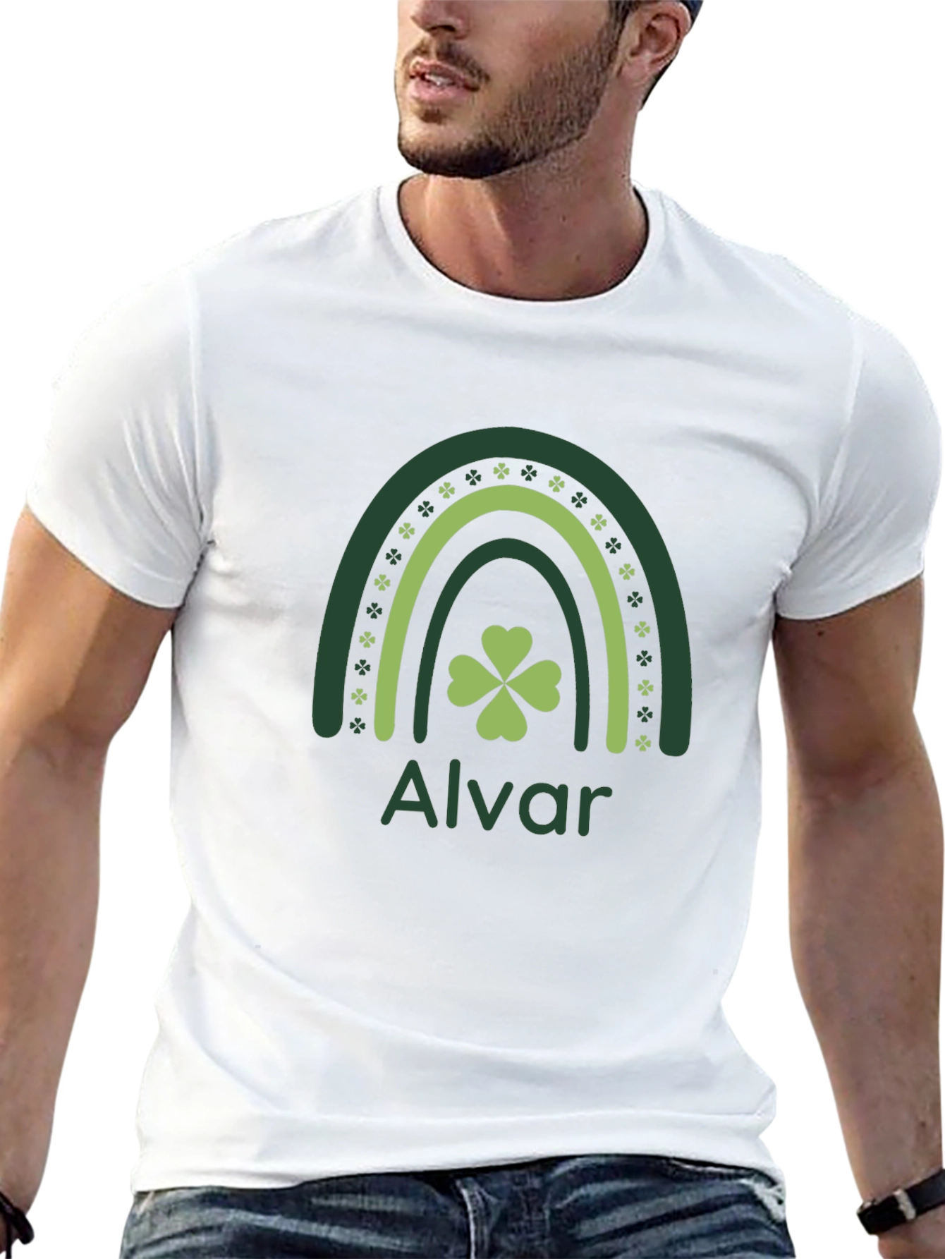 Personalized St. Patricks Day Rainbow Shamrock T-Shirt