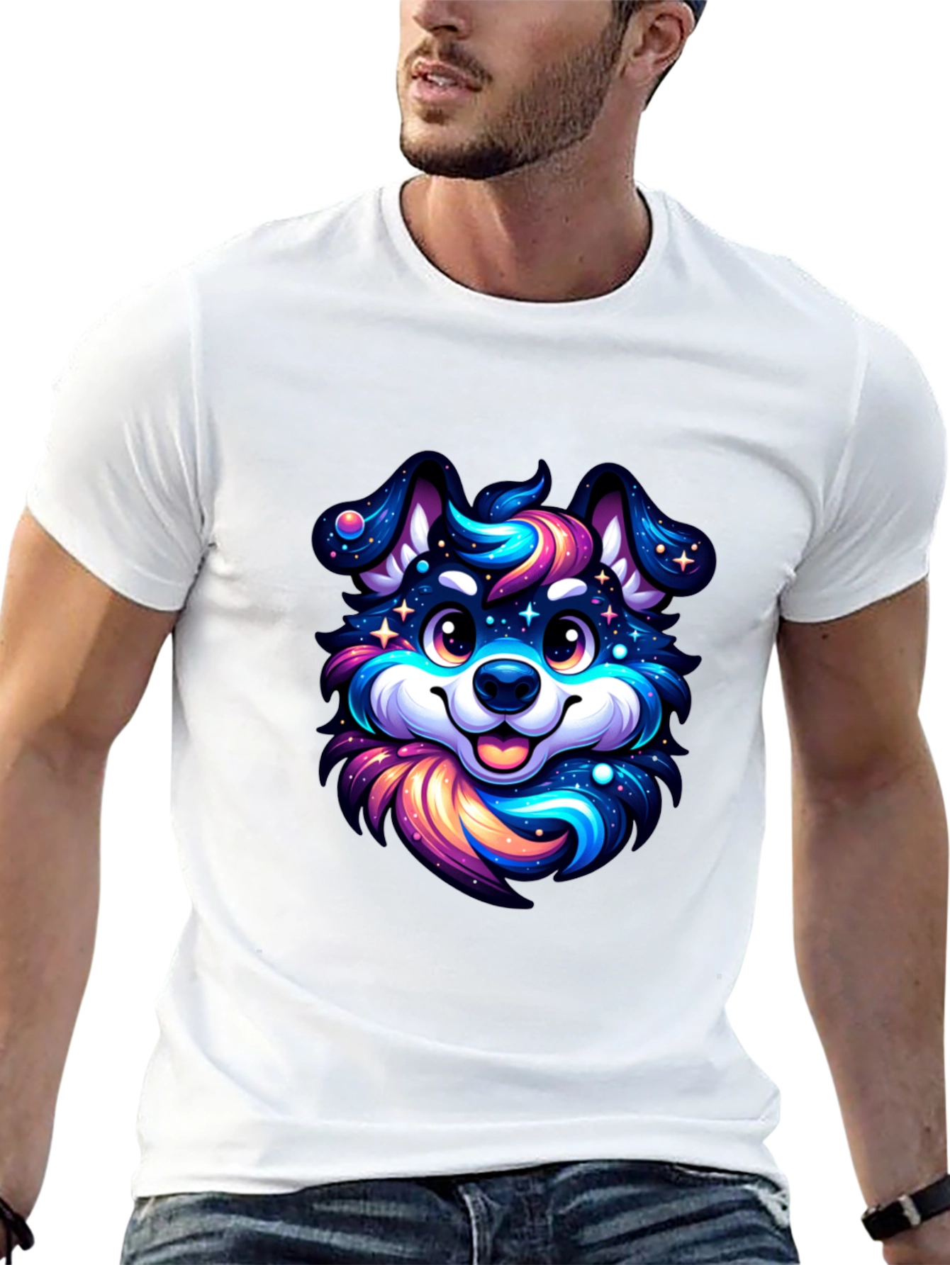 Cosmic Pup T-Shirt - Galaxy Dog Design