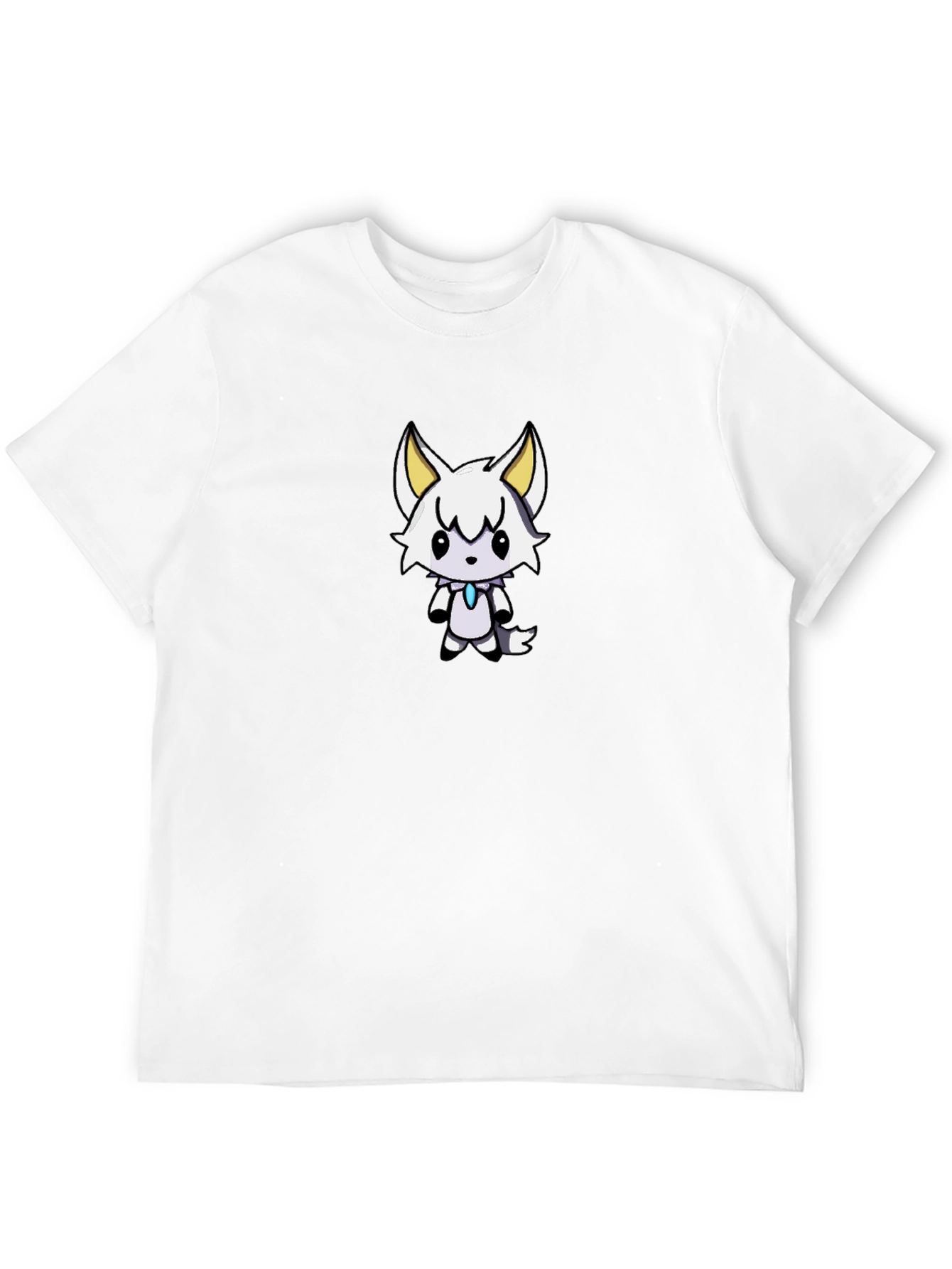Cute White Wolf Graphic Black T-Shirt