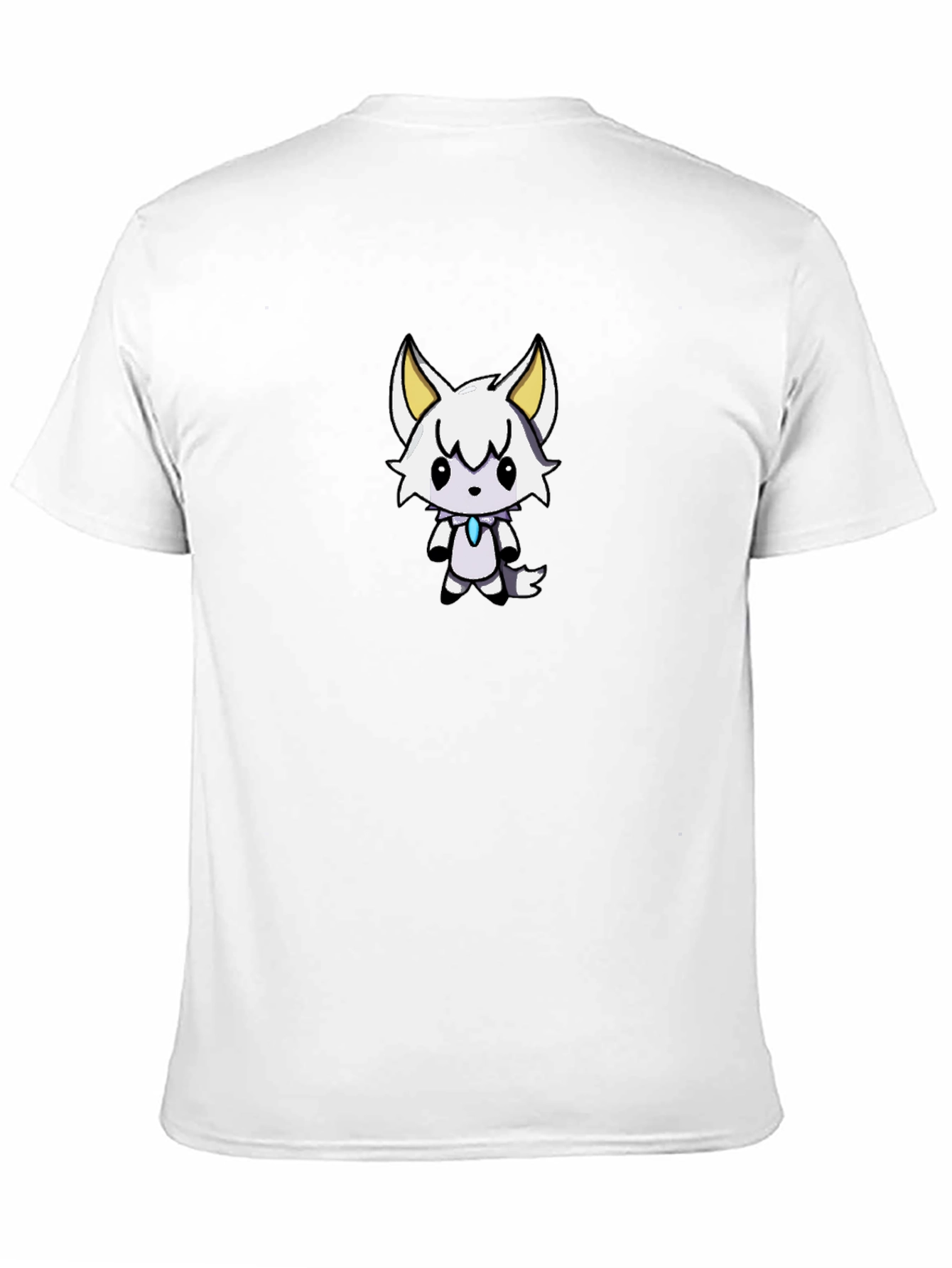 Cute White Wolf Graphic Black T-Shirt