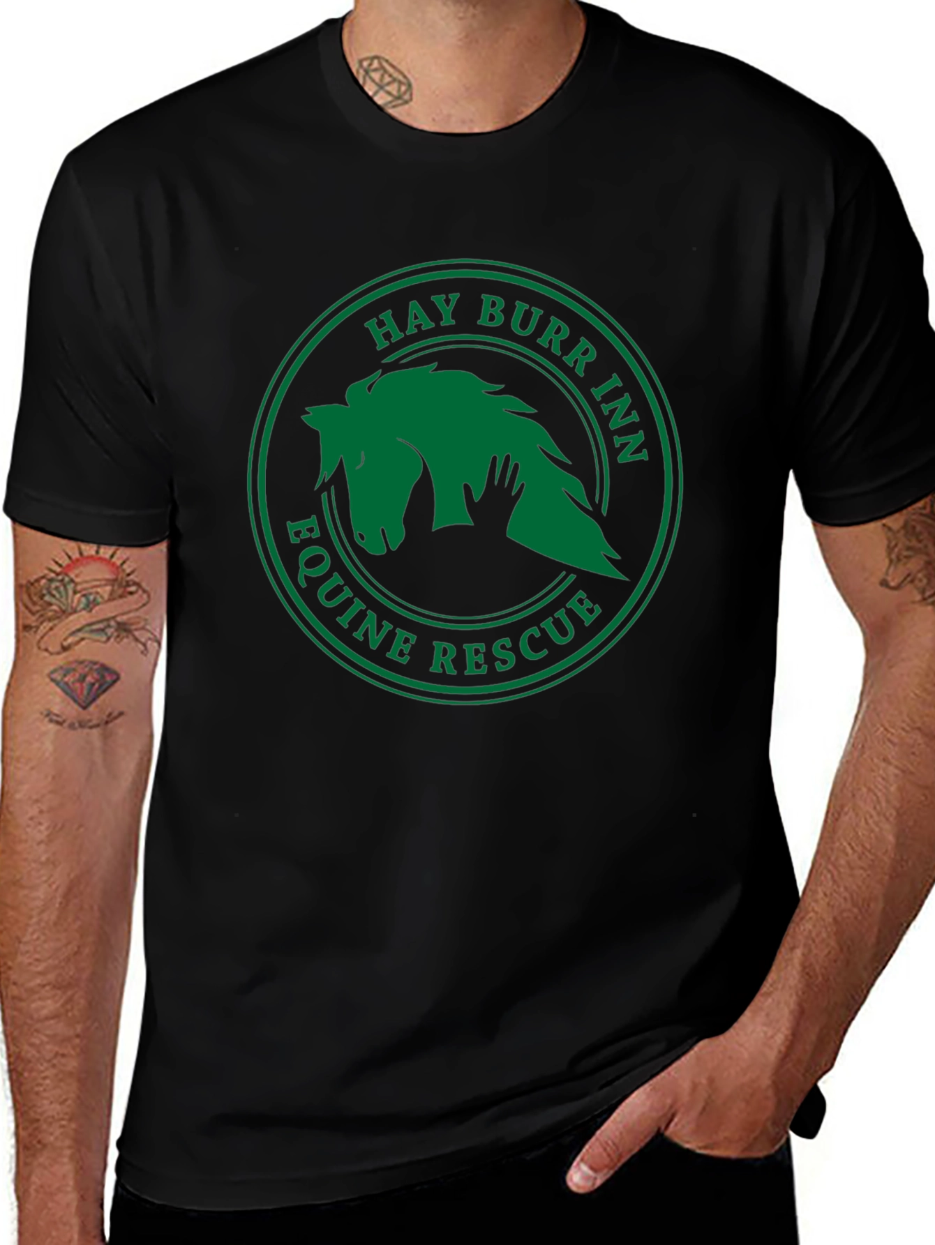 Hay Burr Inn Equine Rescue Black T-Shirt