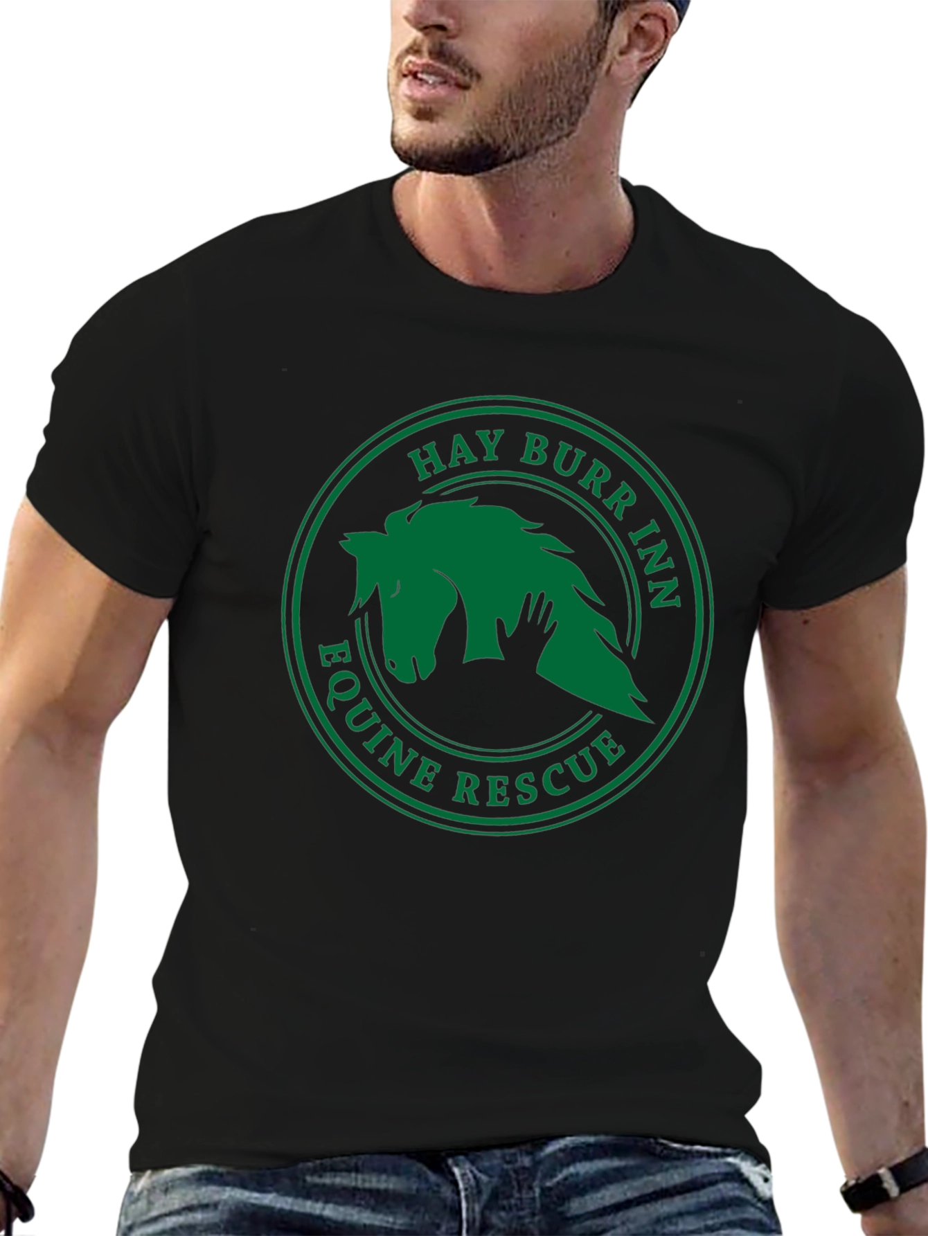 Hay Burr Inn Equine Rescue Black T-Shirt