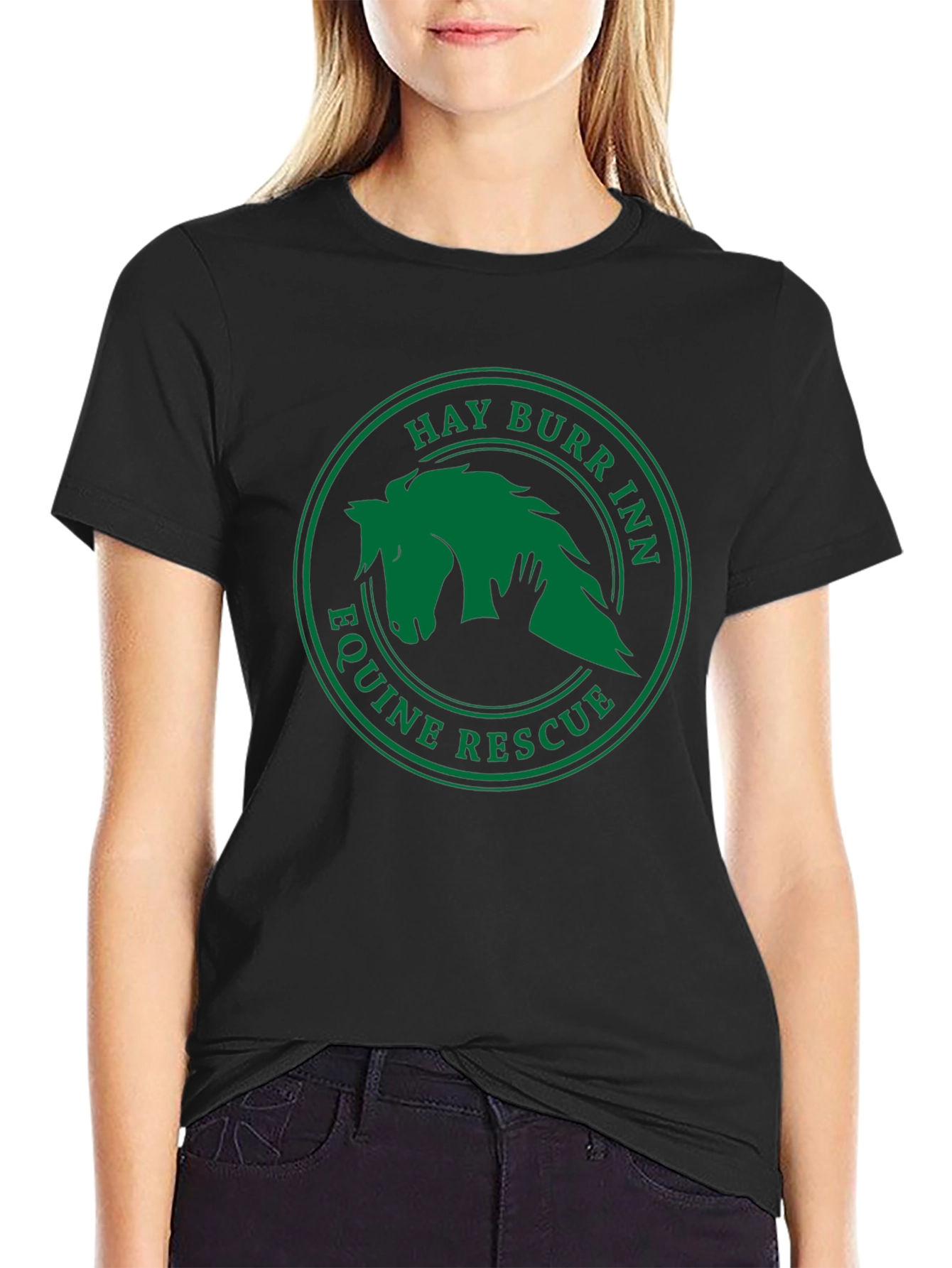 Hay Burr Inn Equine Rescue Black T-Shirt