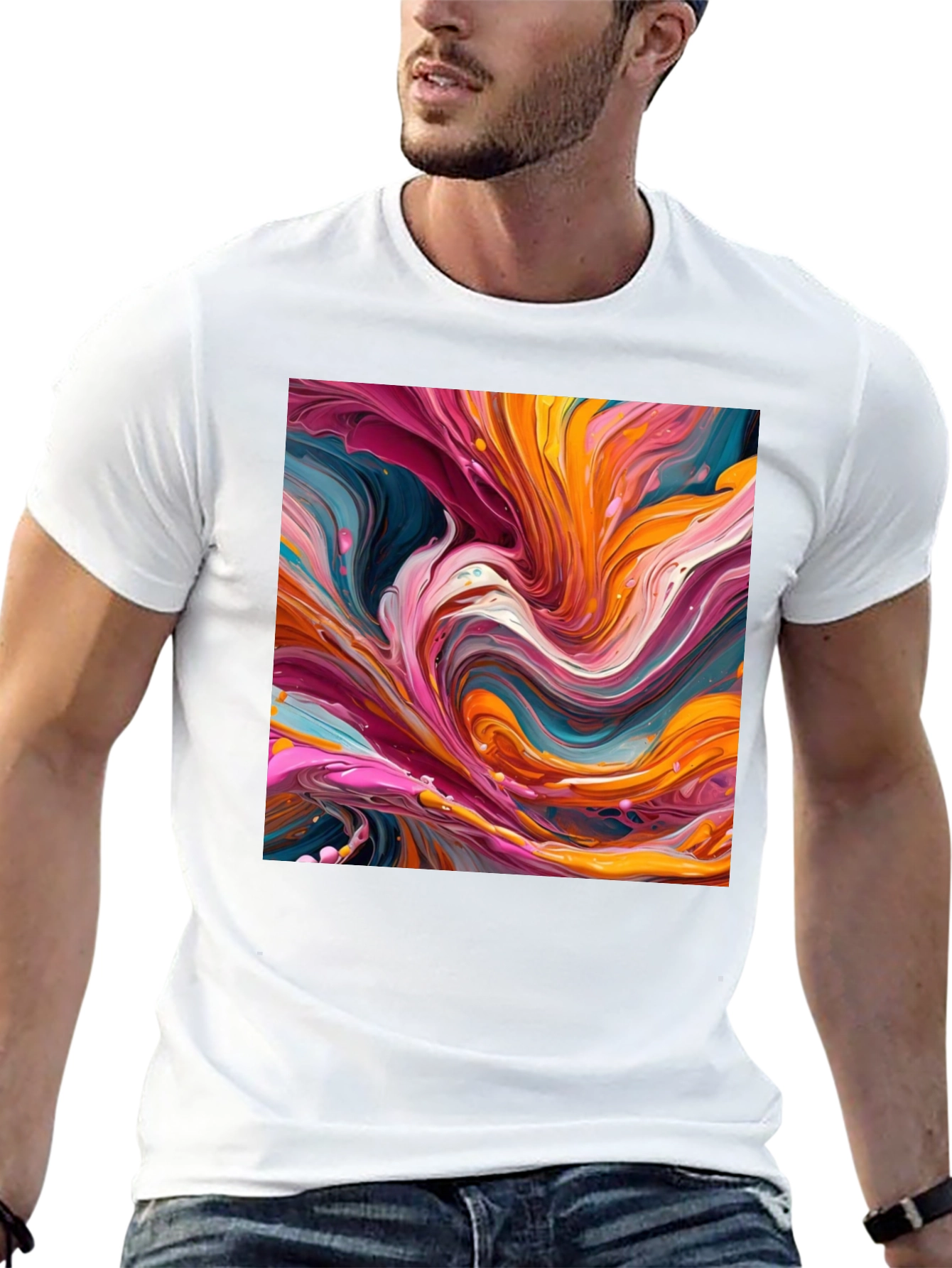 Abstract Swirl Art Black T-Shirt