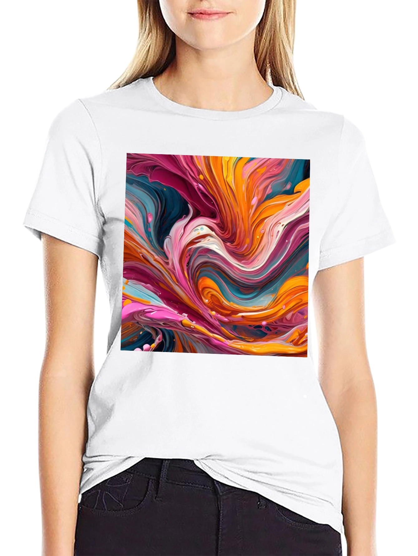 Abstract Swirl Art Black T-Shirt